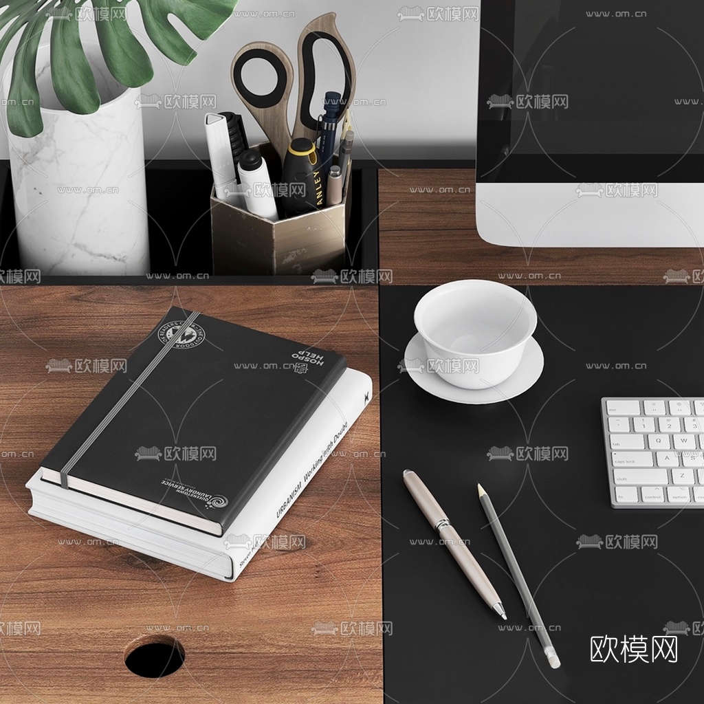 北欧简约书桌椅3d模型下载（渲染图4）