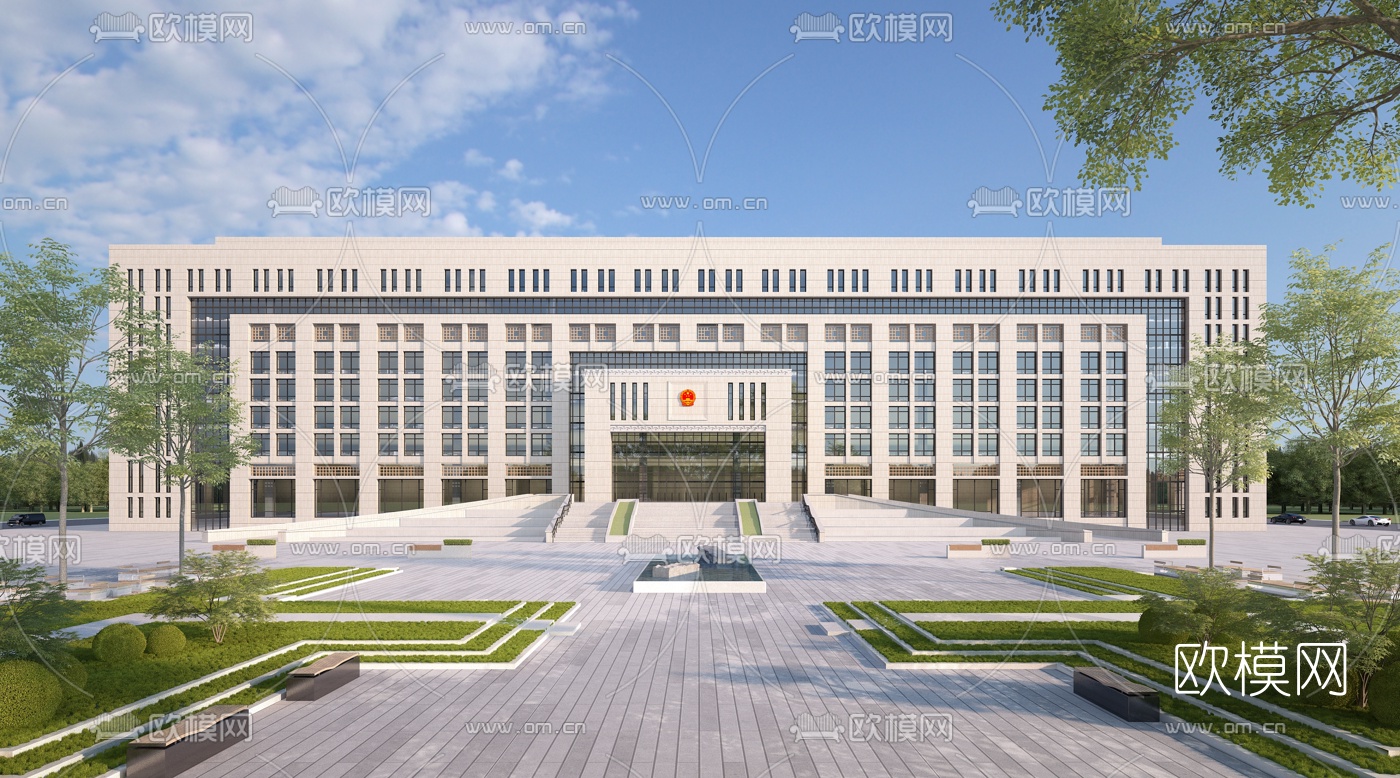 现代政府机关办公楼外观3d模型下载_ID10220086_3dmax免费模型-欧模网