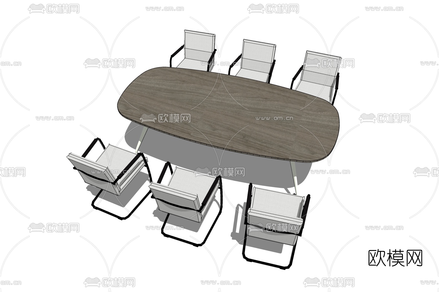 现代会议桌椅免费su模型下载