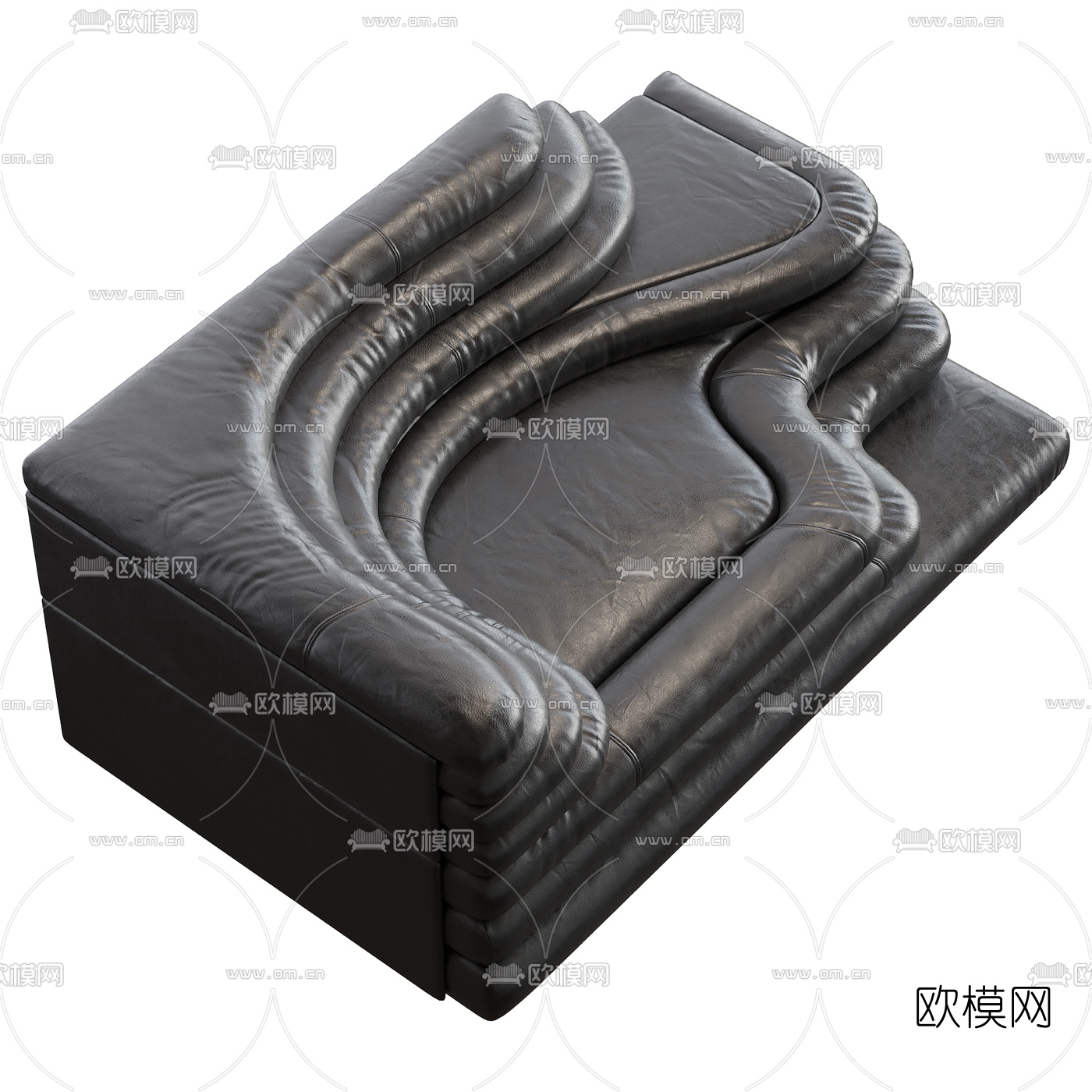 现代皮革异形沙发3d模型