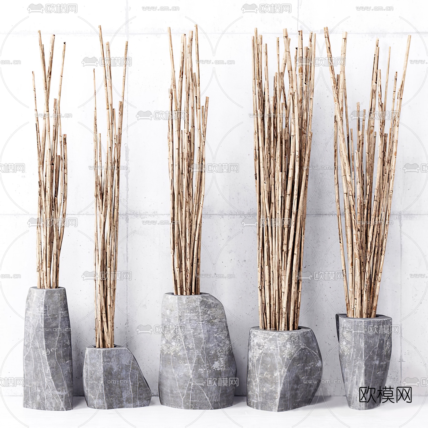 自然风干竹子园艺小品3d模型下载