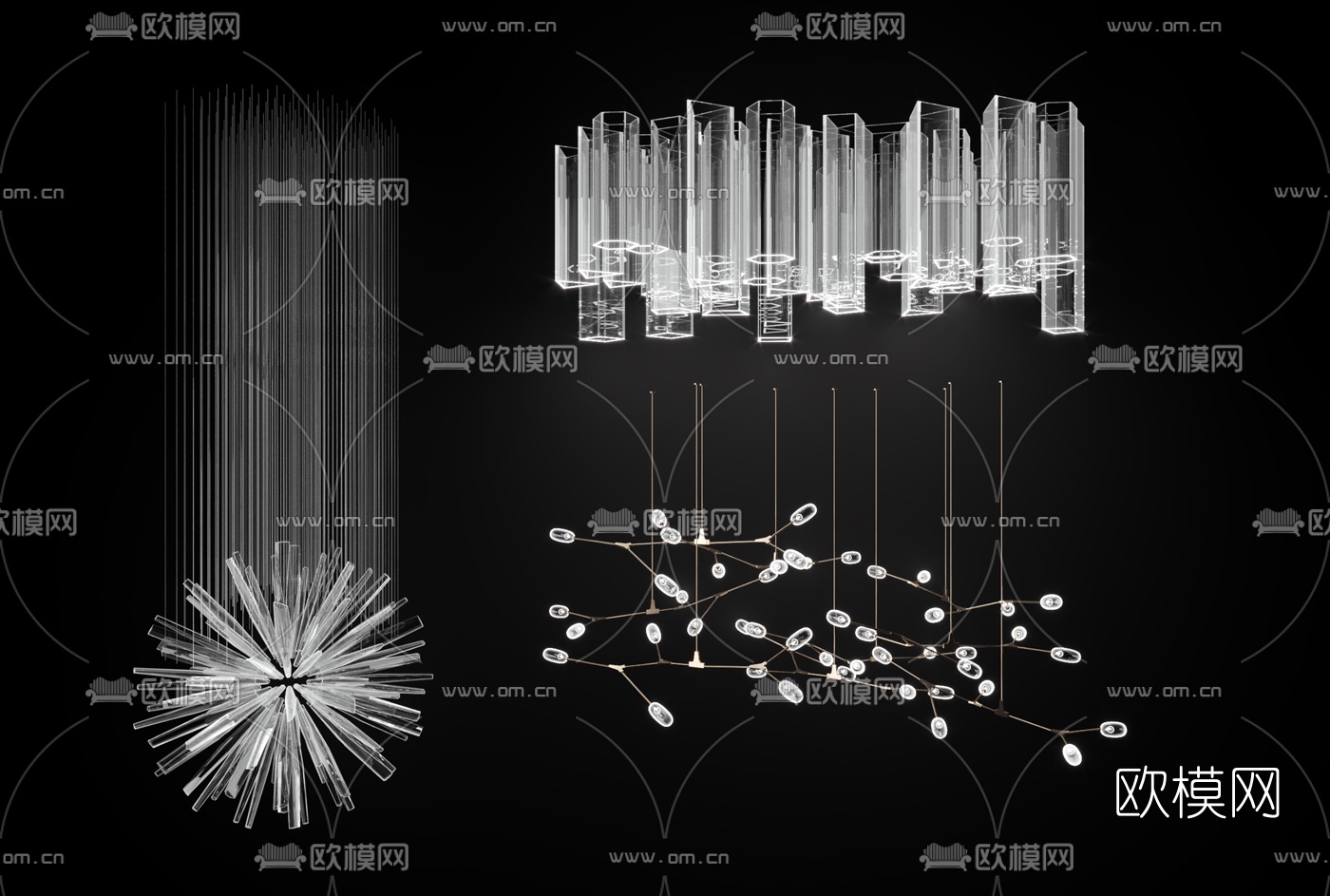 现代大型水晶吊灯3d模型下载