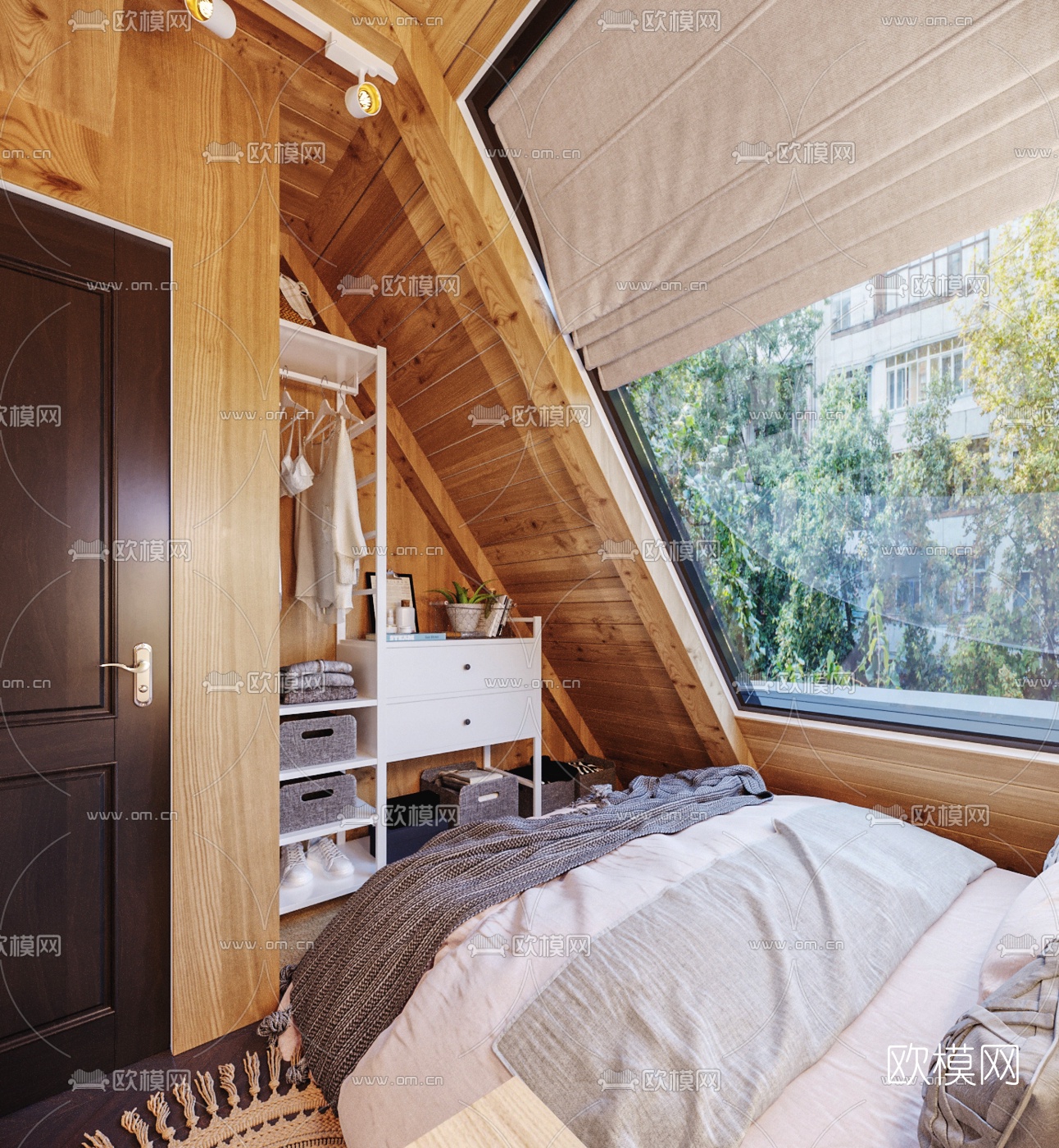 北欧阁楼卧室3d模型下载（渲染图4）