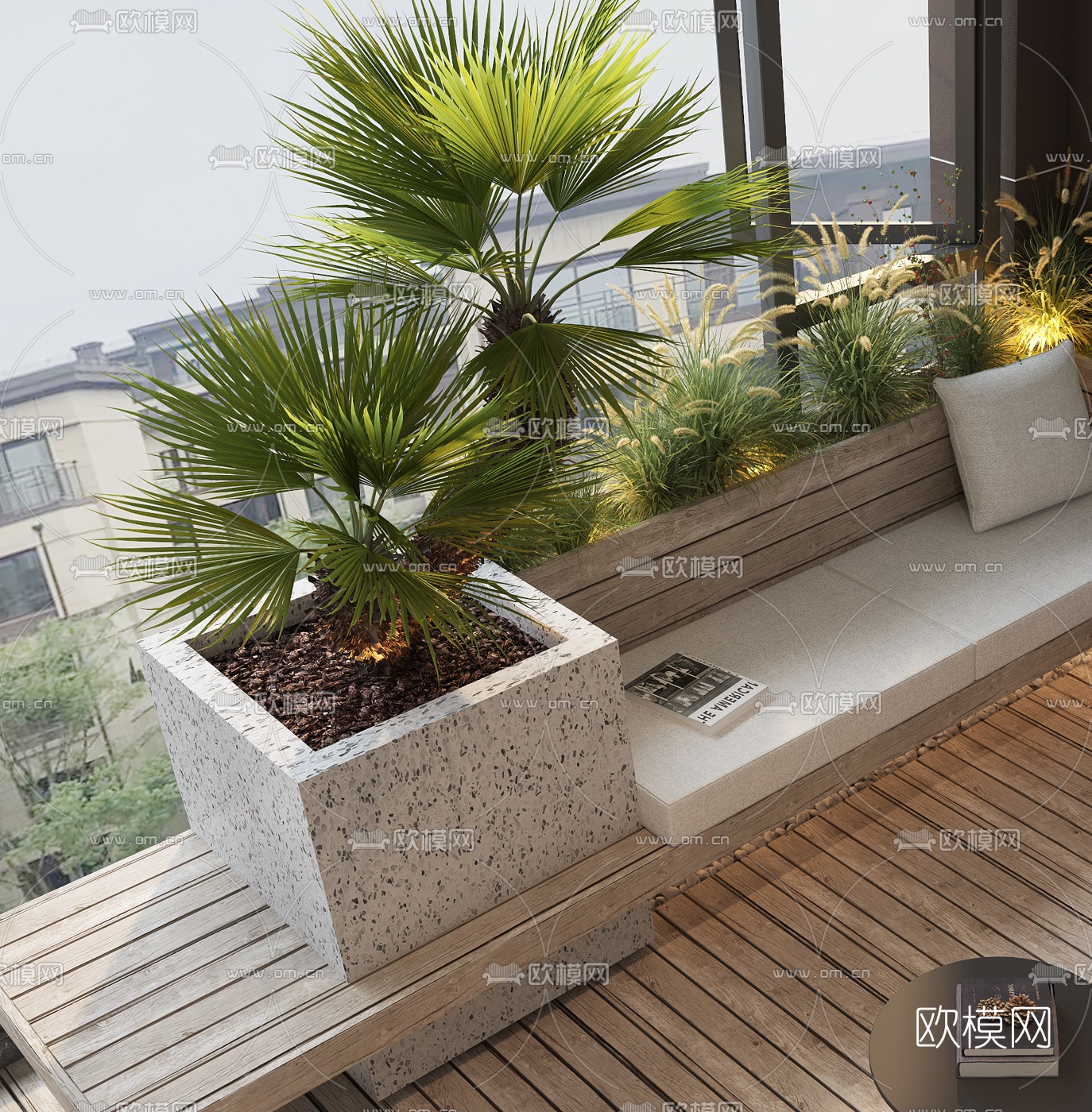现代休闲花园阳台3d模型