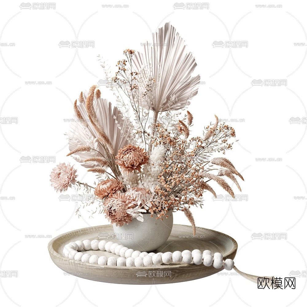 现代花艺盆栽3d模型下载（渲染图1）