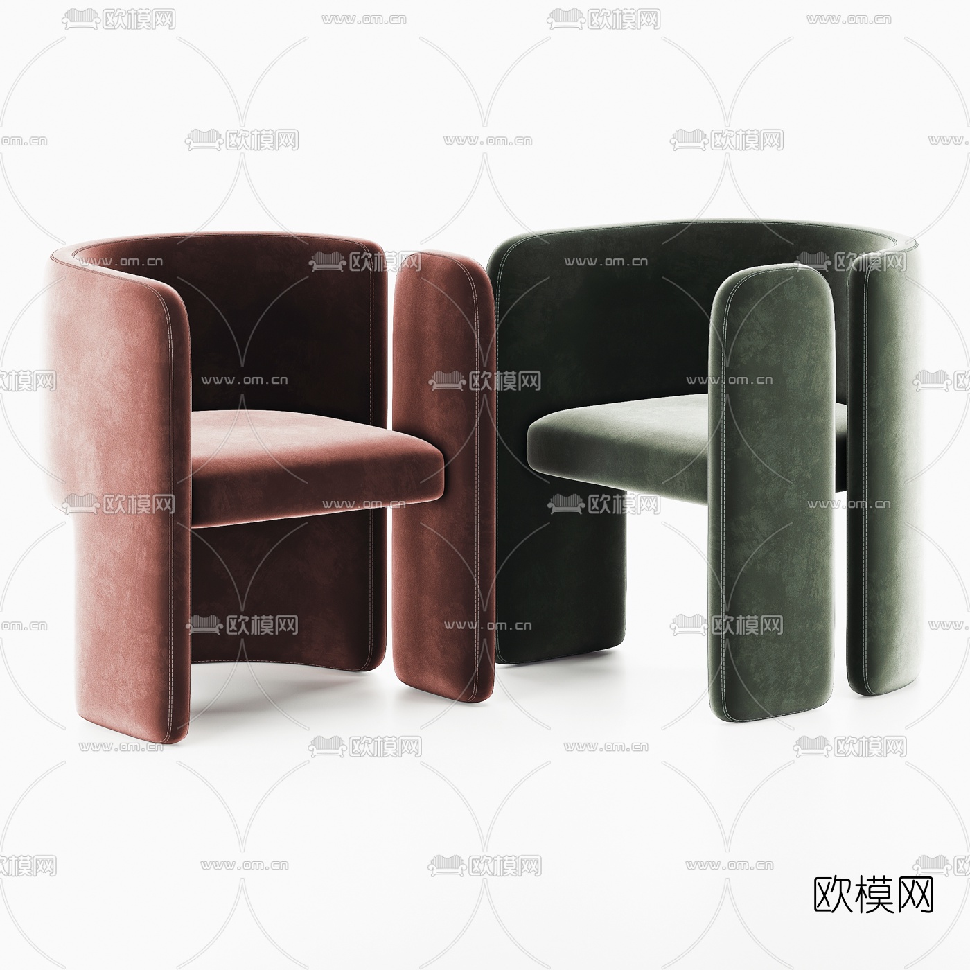 北欧绒布休闲椅3d模型