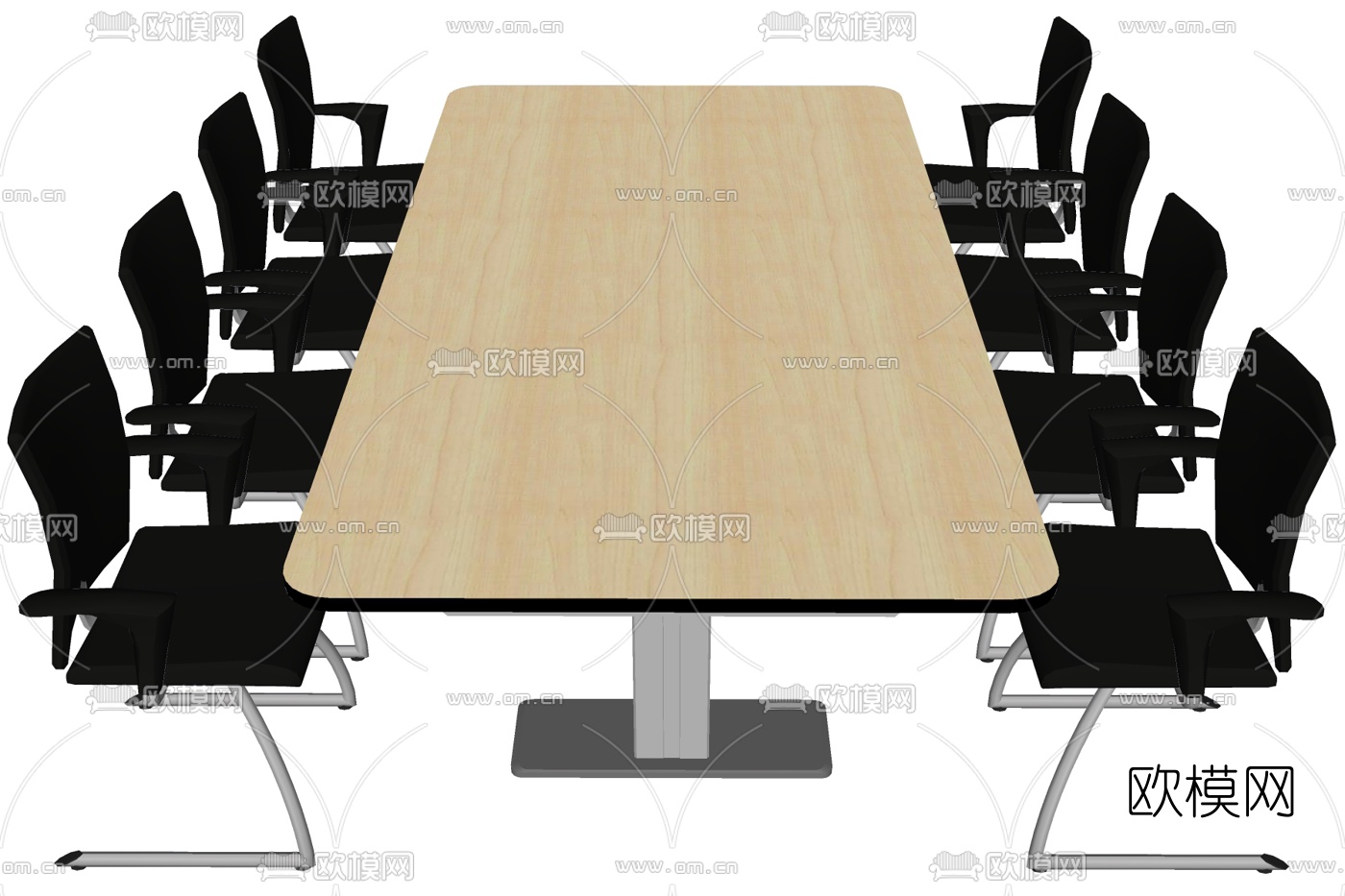 现代会议桌椅su模型下载
