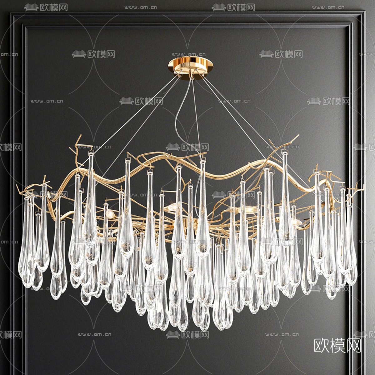 现代玻璃水滴装饰吊灯3d模型下载