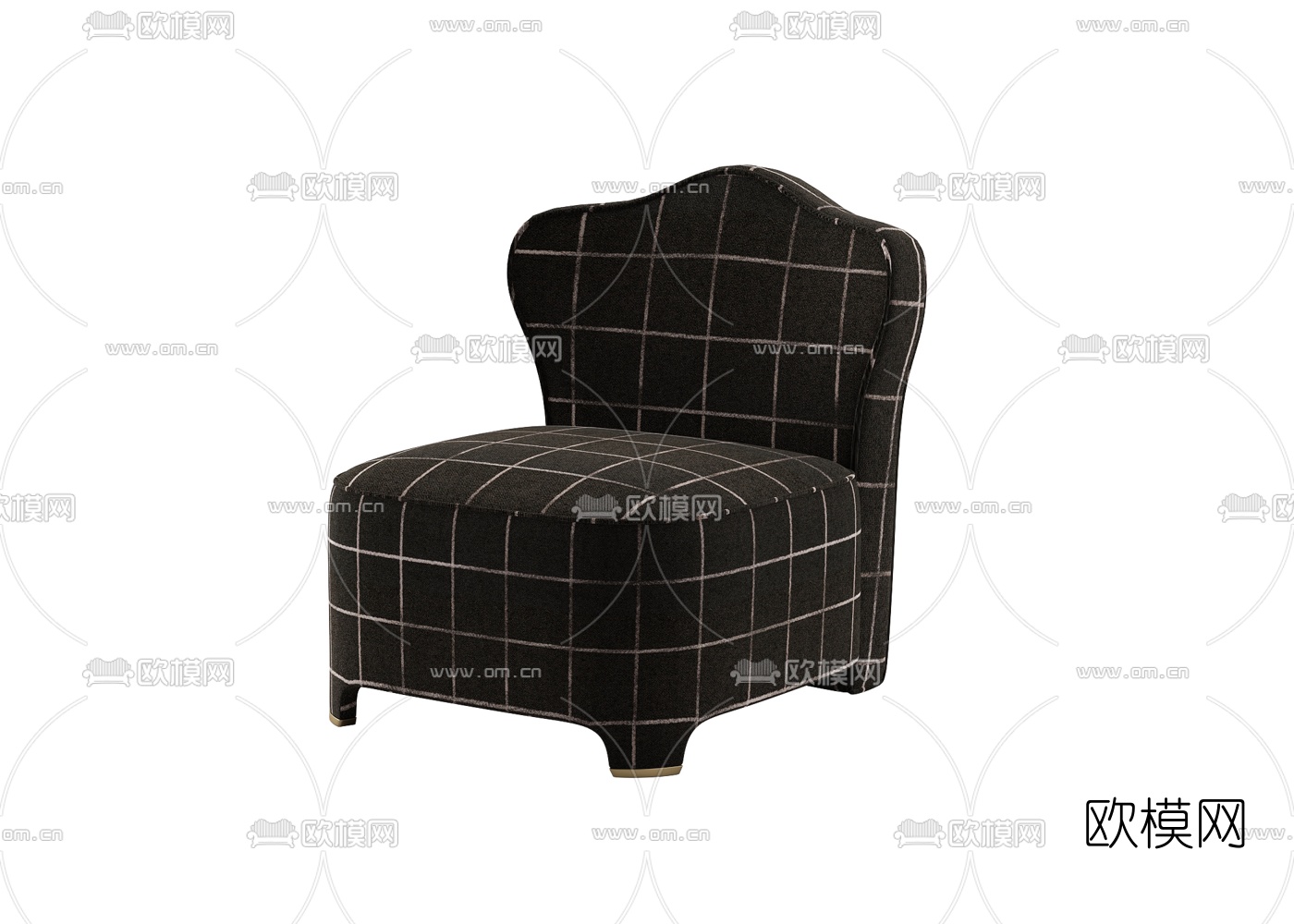 简欧布艺单人沙发3d模型下载