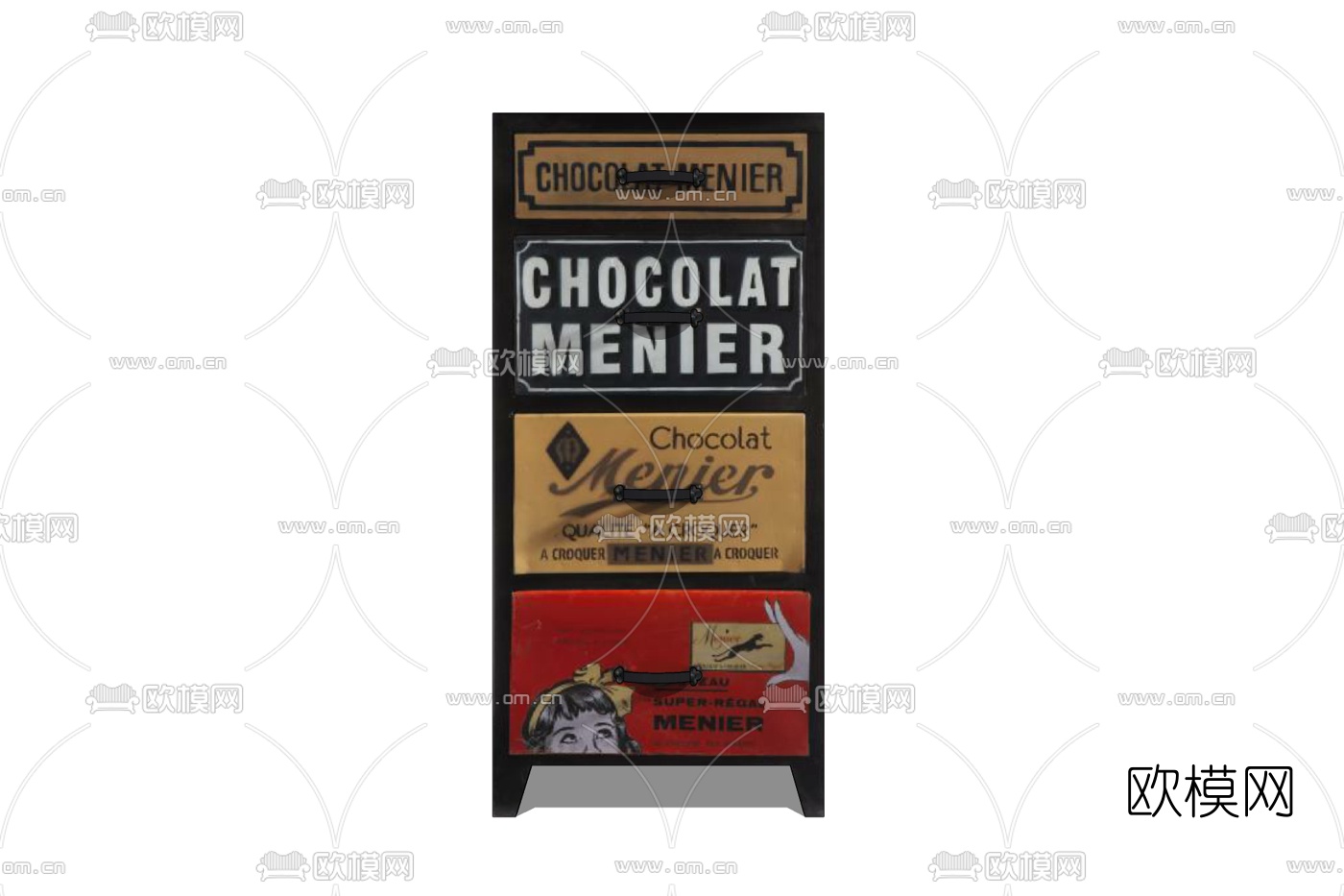 现代实木斗柜免费su模型下载