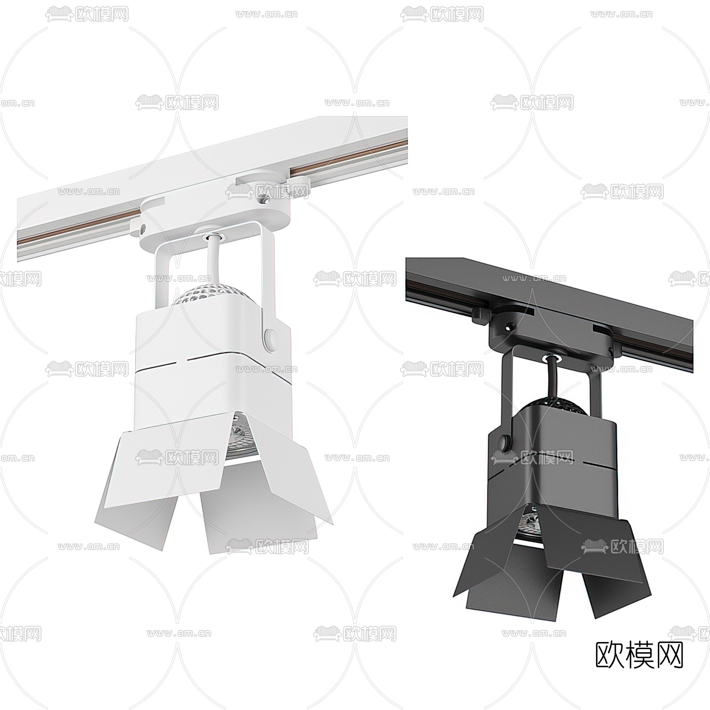 现代金属轨道投影射灯3d模型