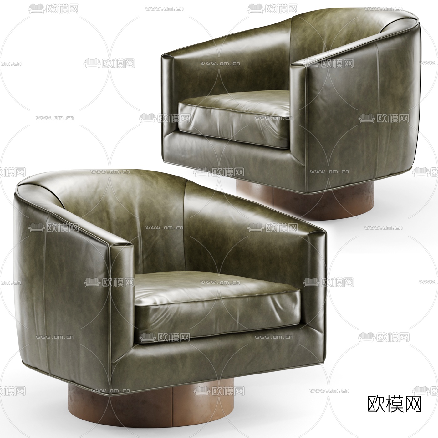 现代皮革休闲沙发3d模型