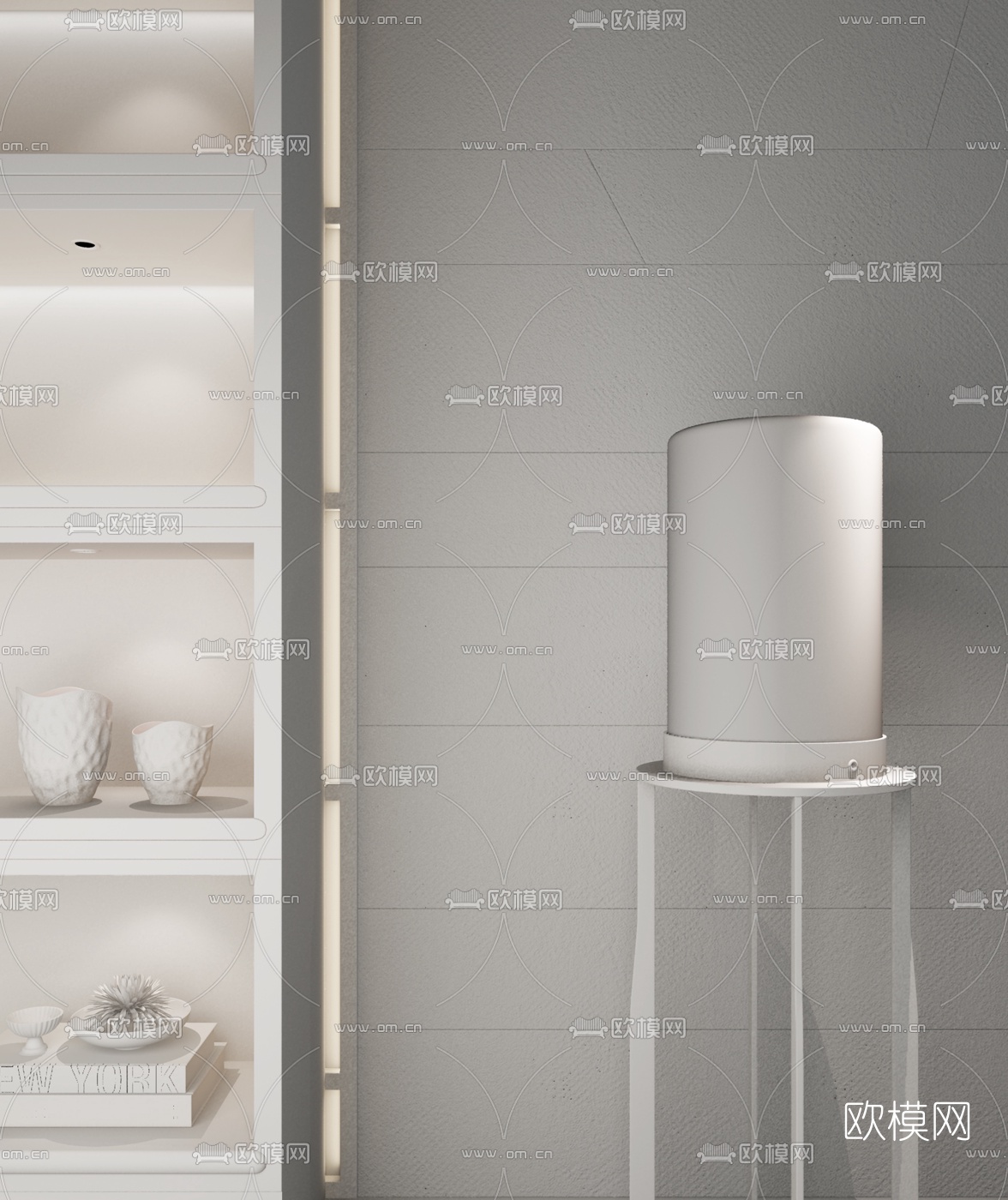 卢志荣设计 现代灯罩落地灯3d模型下载（渲染图2）