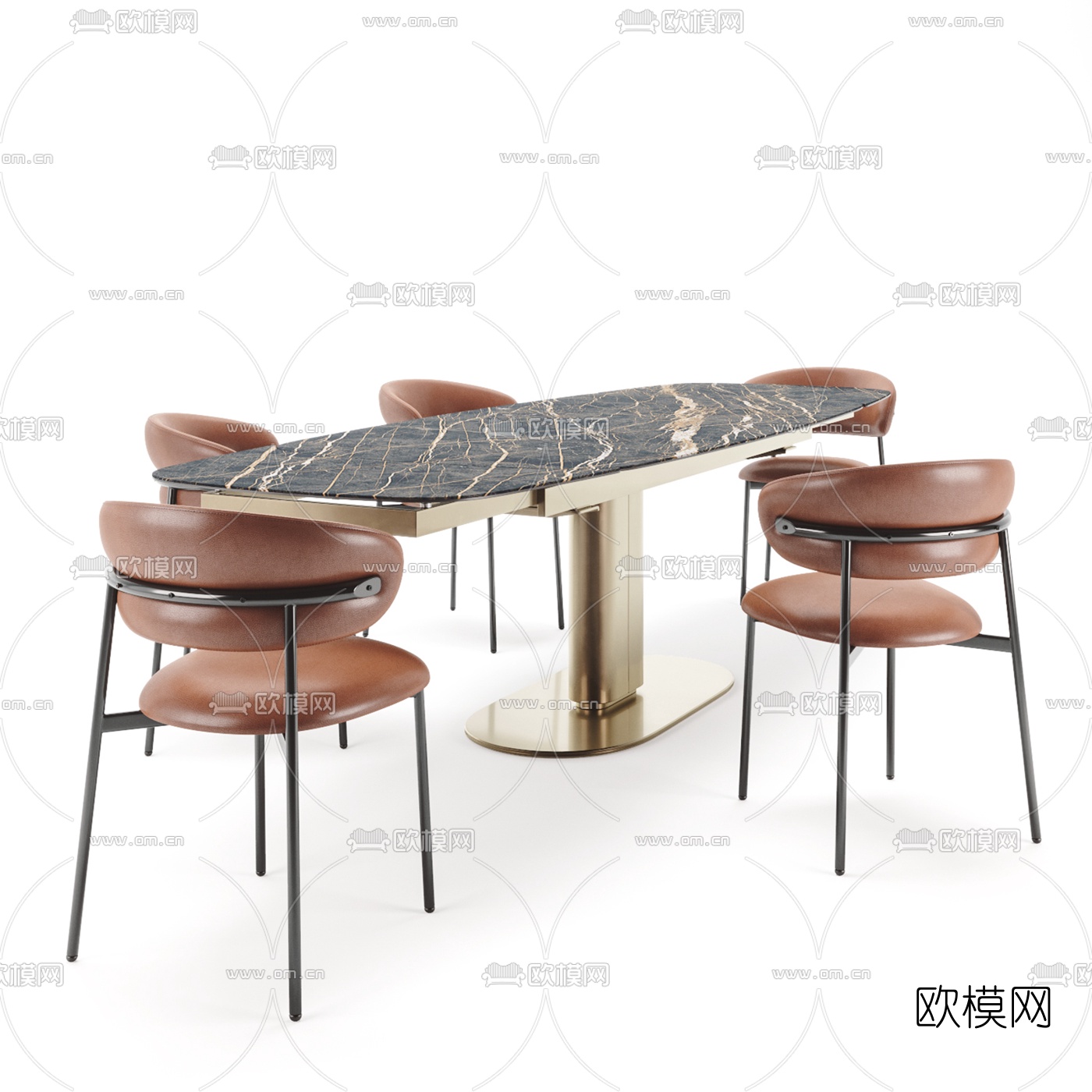 Calligaris 现代大理石餐桌椅3d模型下载（渲染图3）