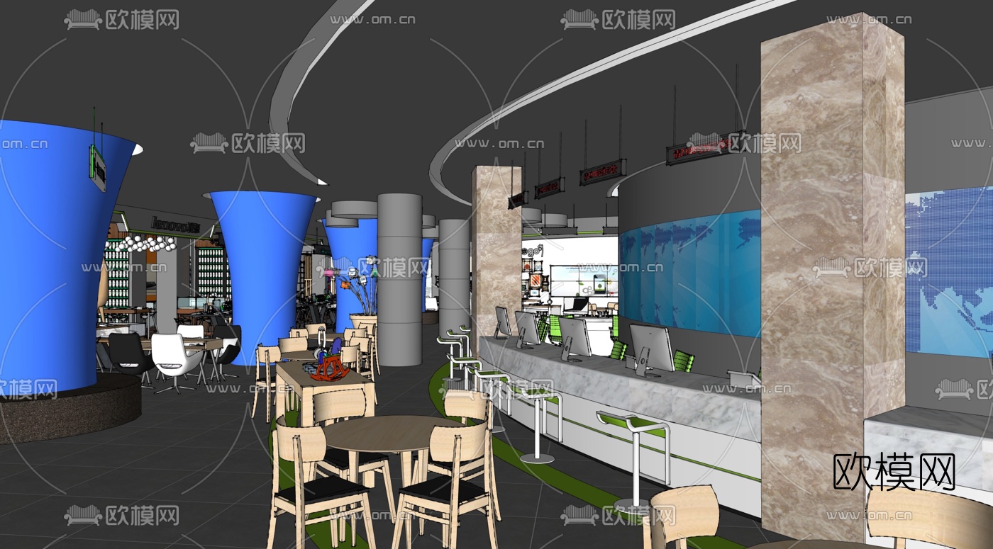 现代手机店su模型下载（渲染图3）