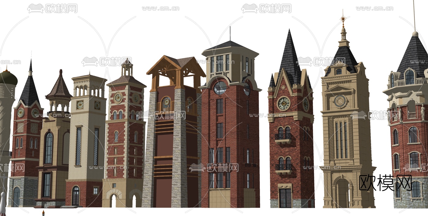 中式古建钟楼塔楼su模型下载（渲染图2）