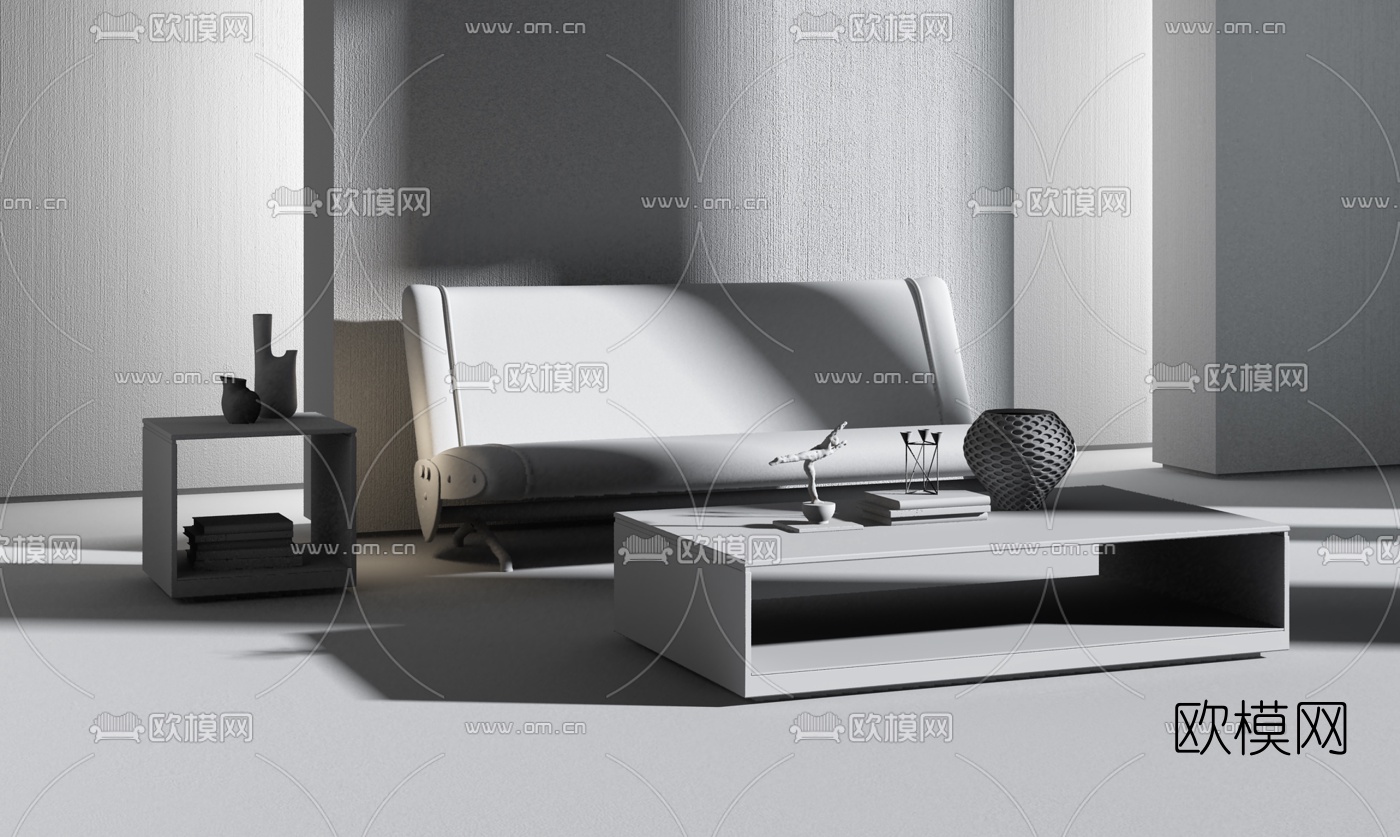 意大利Acerbis品牌 现代布艺双人沙发3d模型下载（渲染图2）