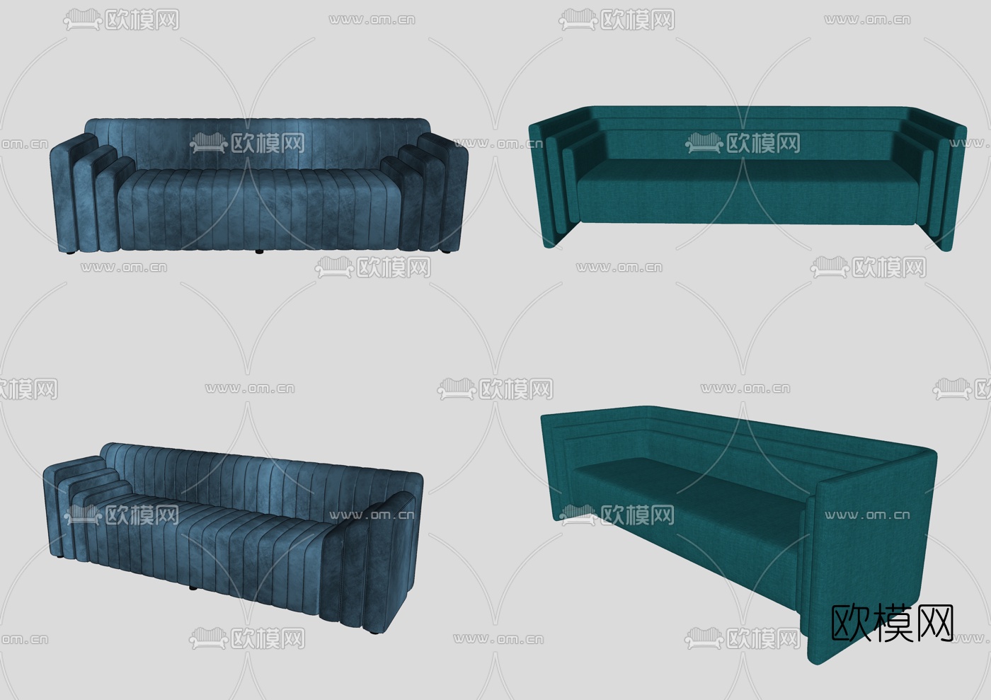 现代布艺组合沙发su模型下载