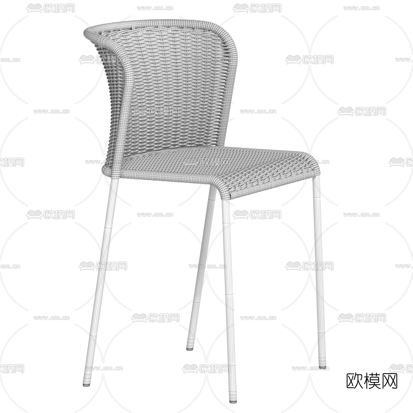 现代藤编户外椅3d模型下载（渲染图2）