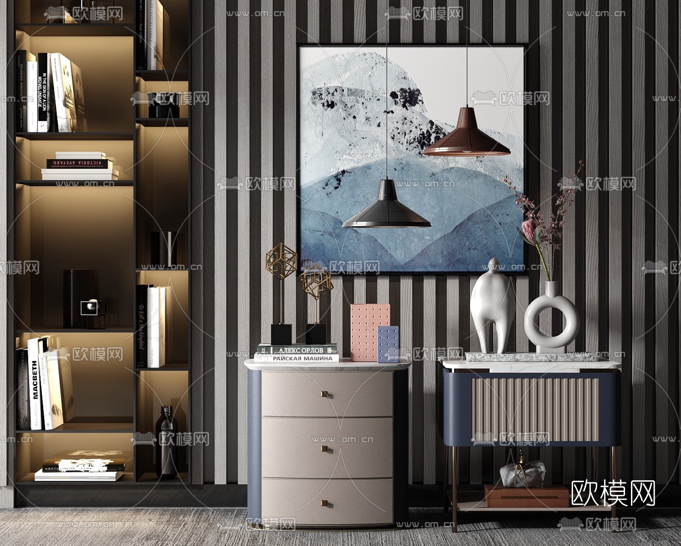 现代轻奢床头柜3d模型下载