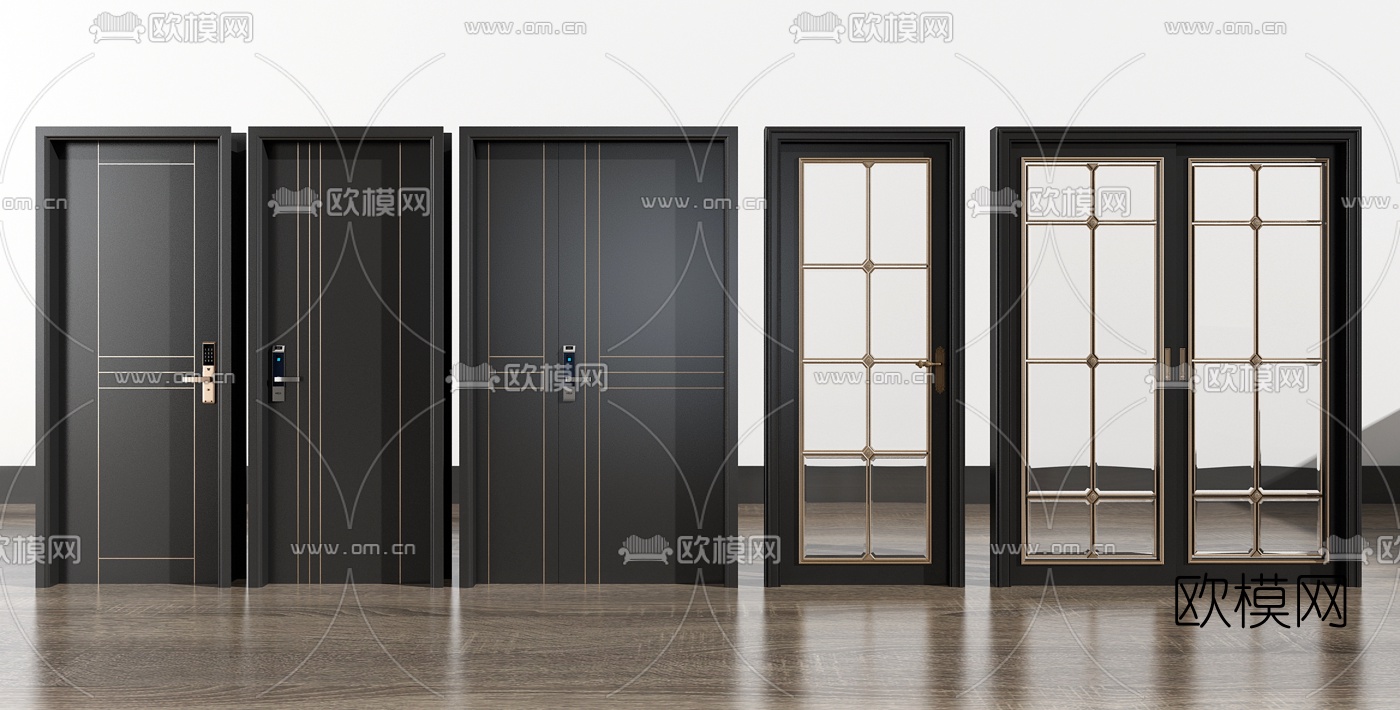 现代房门玻璃门密码门3d模型