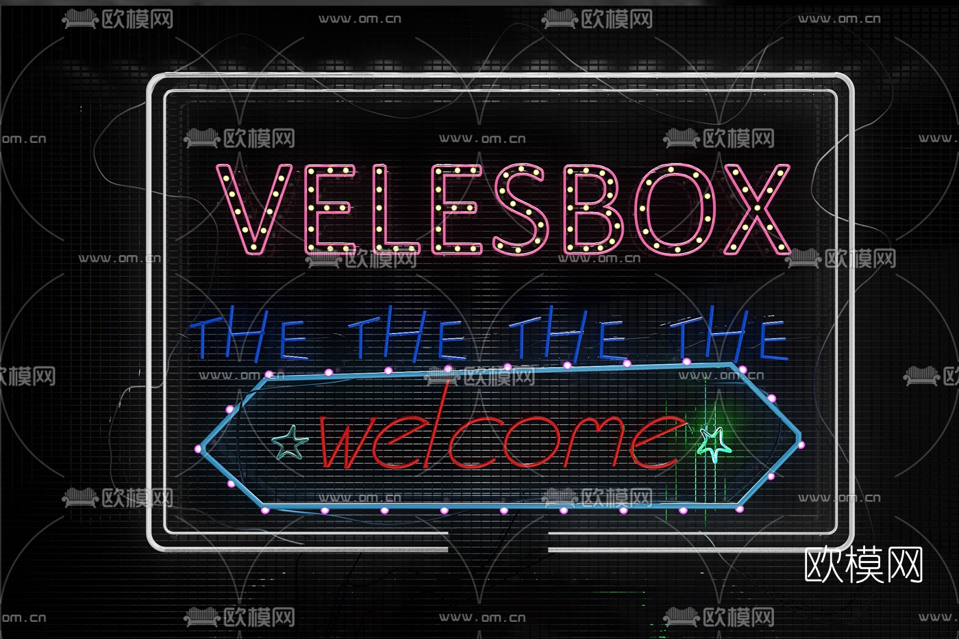 现代霓虹招牌装饰灯3d模型下载