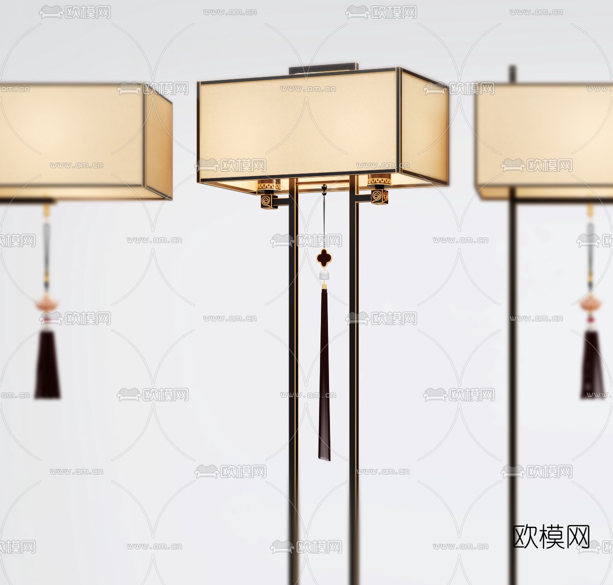 新中式轻奢落地灯3d模型下载（渲染图2）