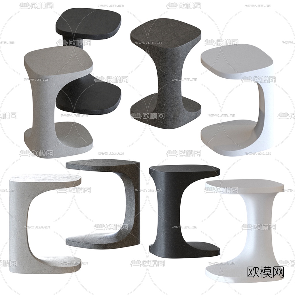 现代极简边几3d模型