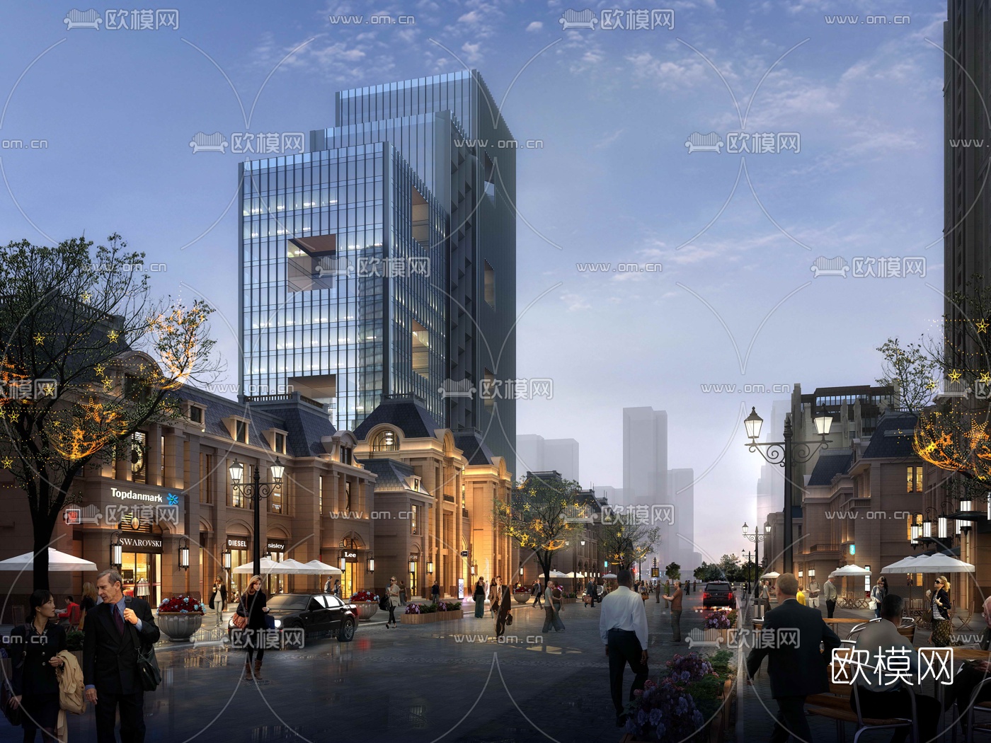 简欧商业街3d模型