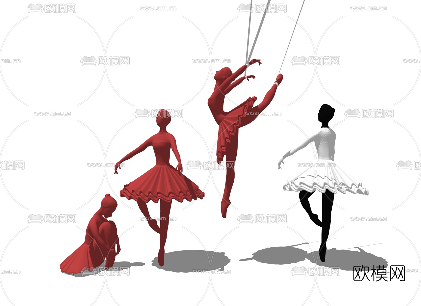 现代舞蹈模特芭蕾舞人物su模型下载