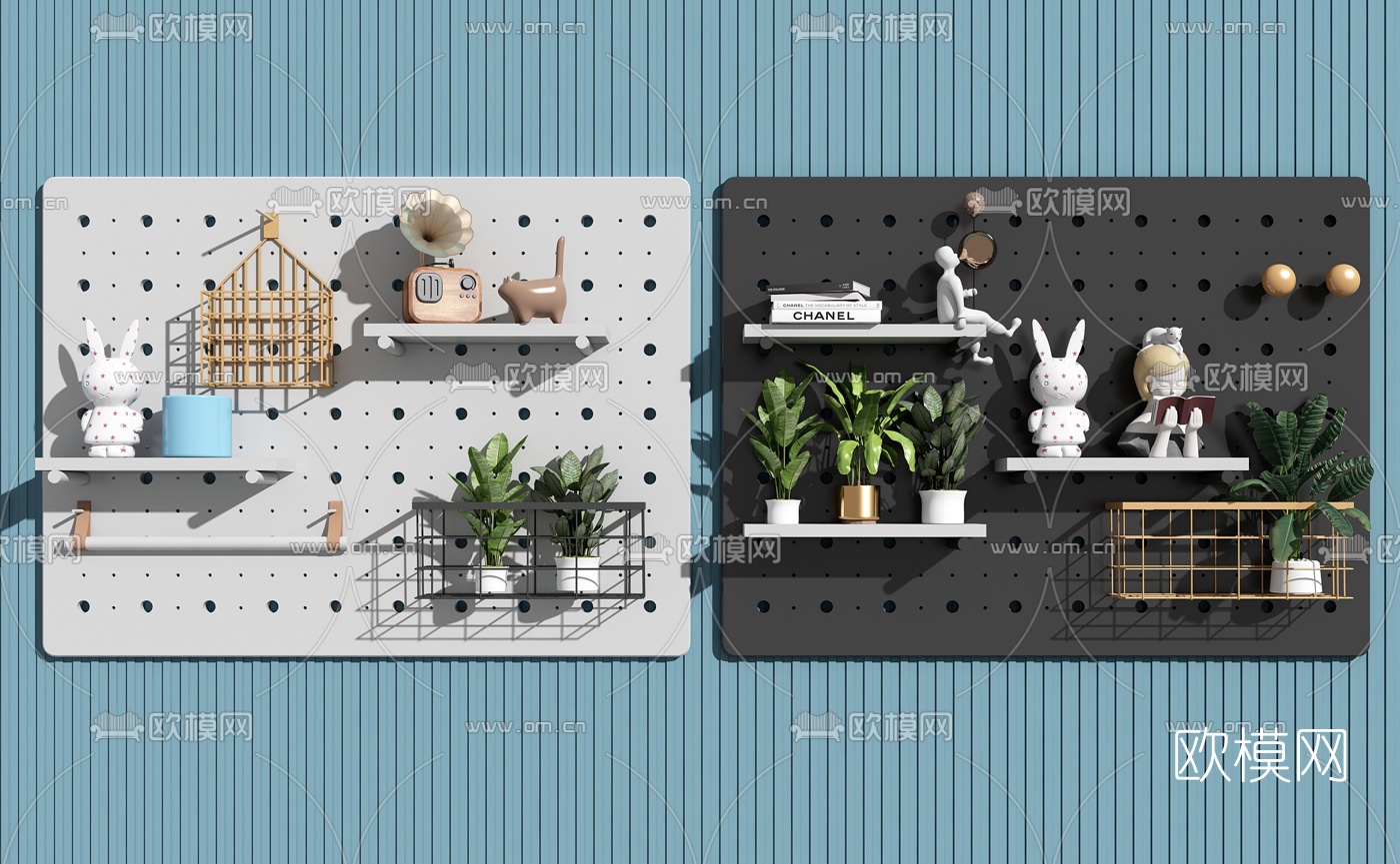 北欧钉板挂板洞洞板3d模型