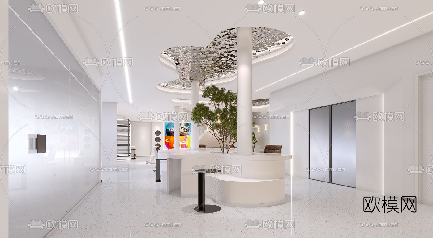 现代办公休闲娱乐区3d模型下载（渲染图2）