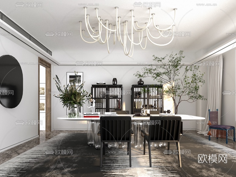 HWCD设计 现代轻奢书房3d模型下载