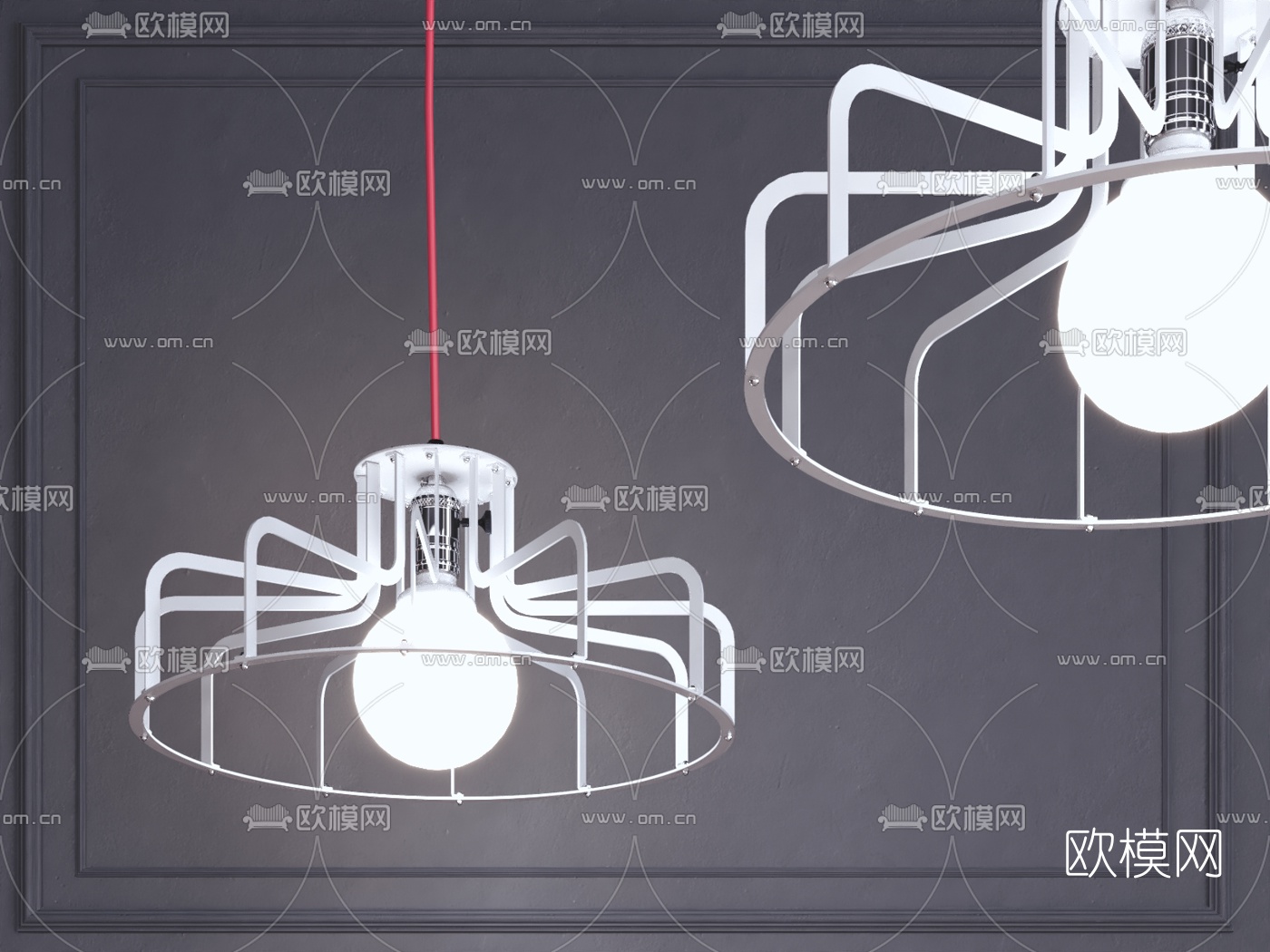 工业风铁艺吊灯3d模型下载