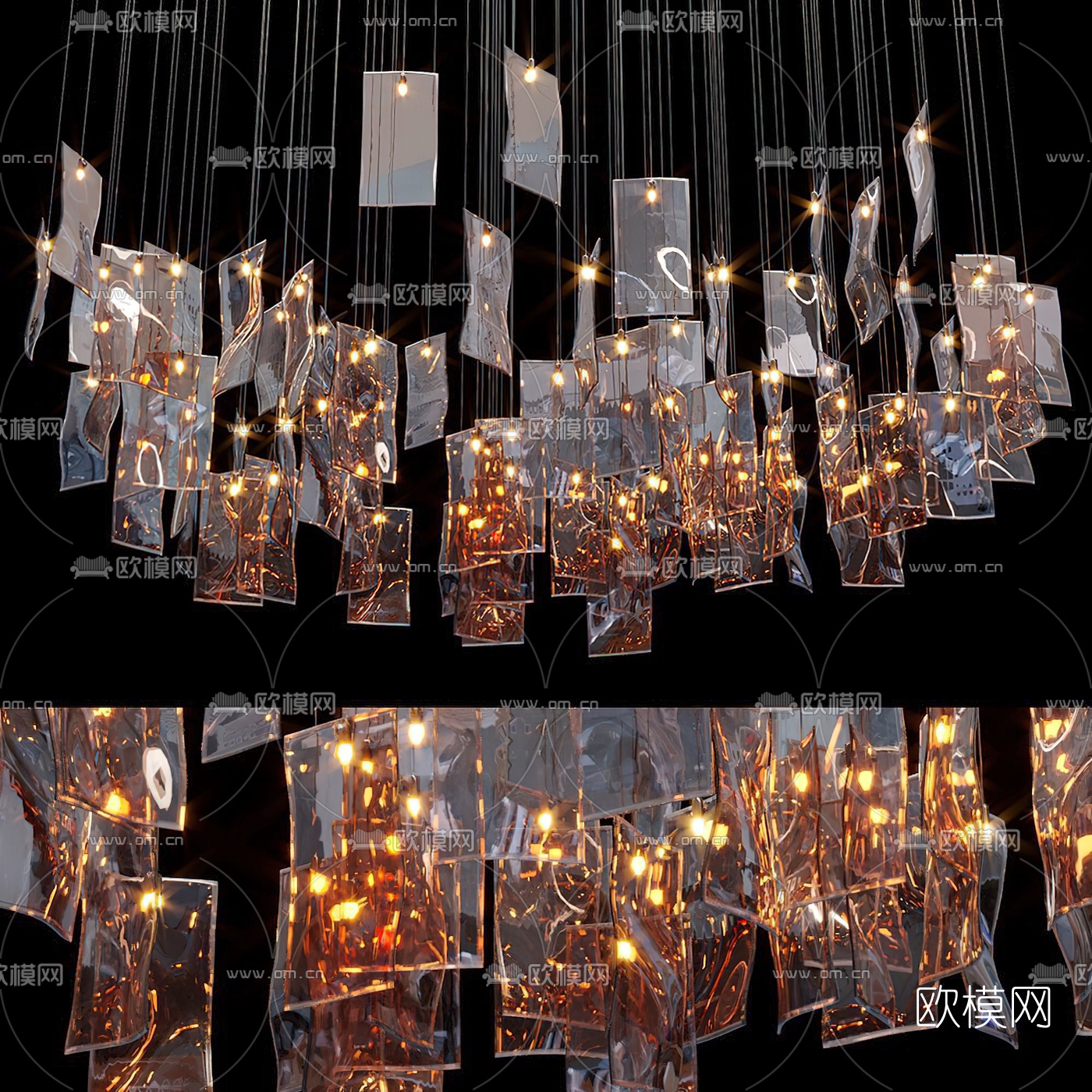 现代玻璃片装饰吊灯3d模型下载