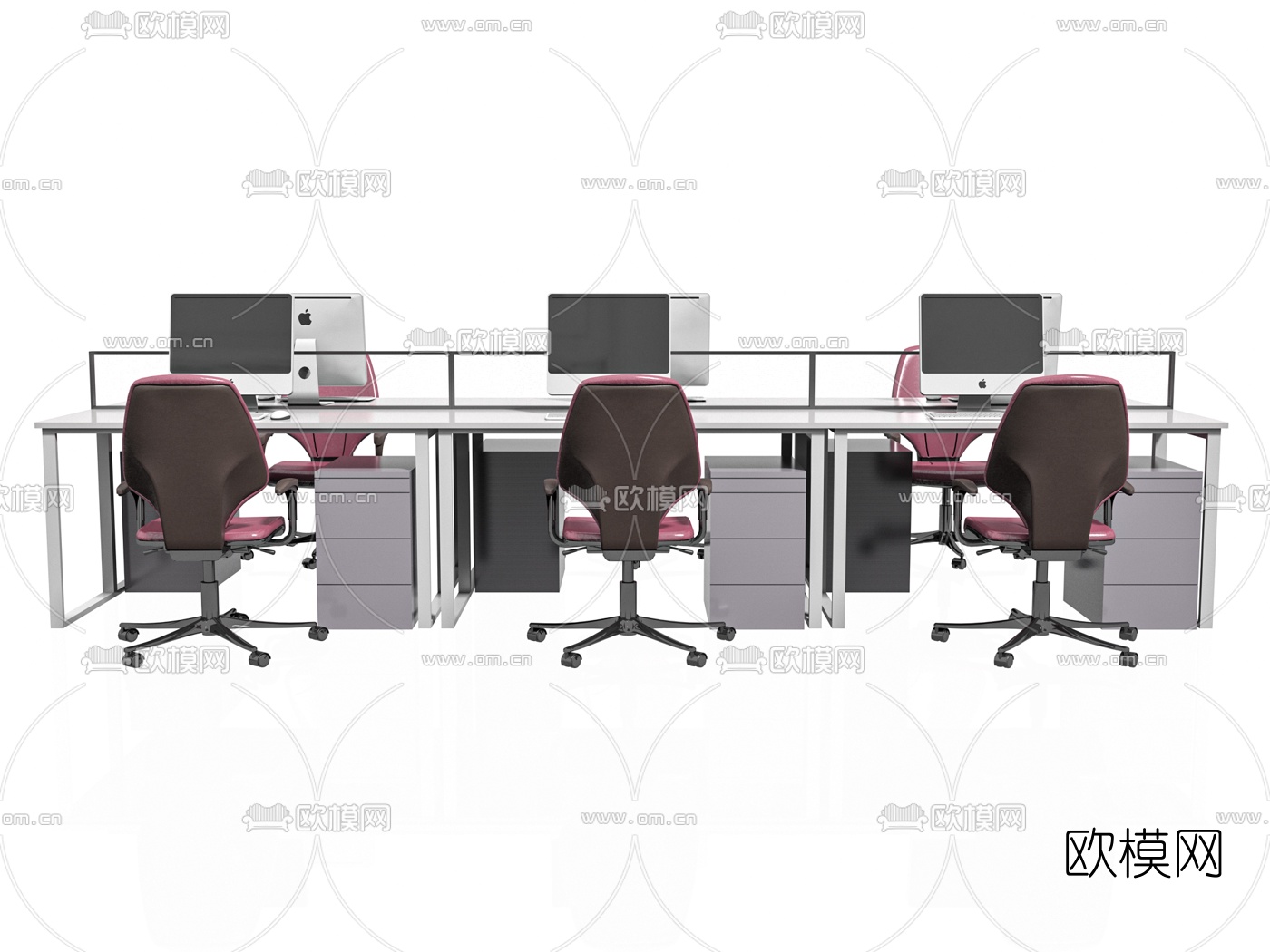 现代办公桌椅卡位3d模型