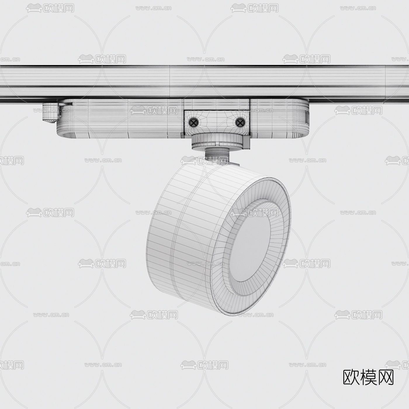 现代轨道射灯筒灯3d模型下载（渲染图2）