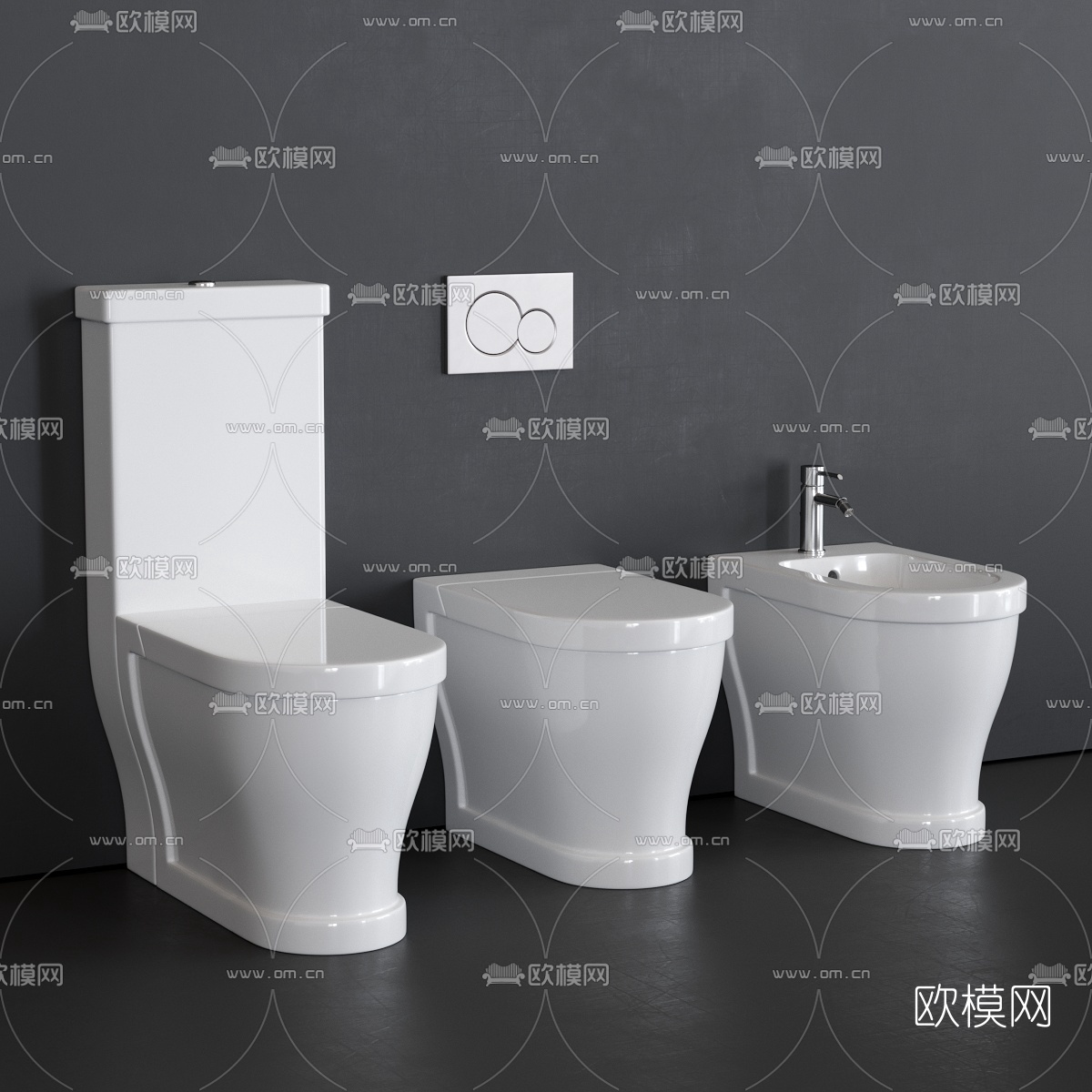 现代马桶坐便器3d模型