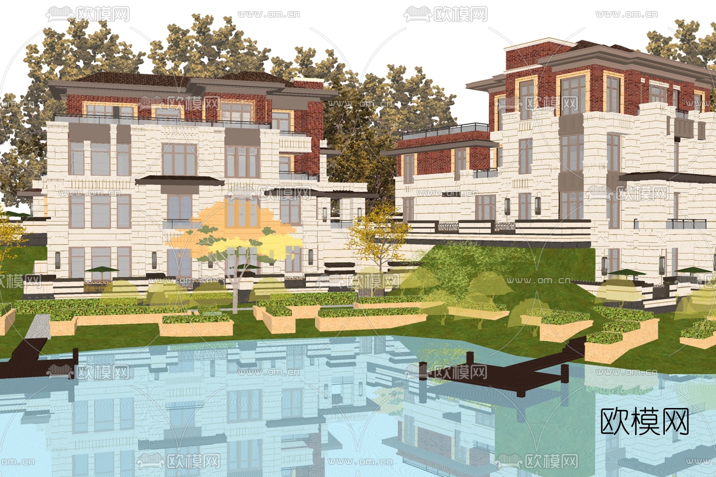 新古典独栋别墅su模型下载