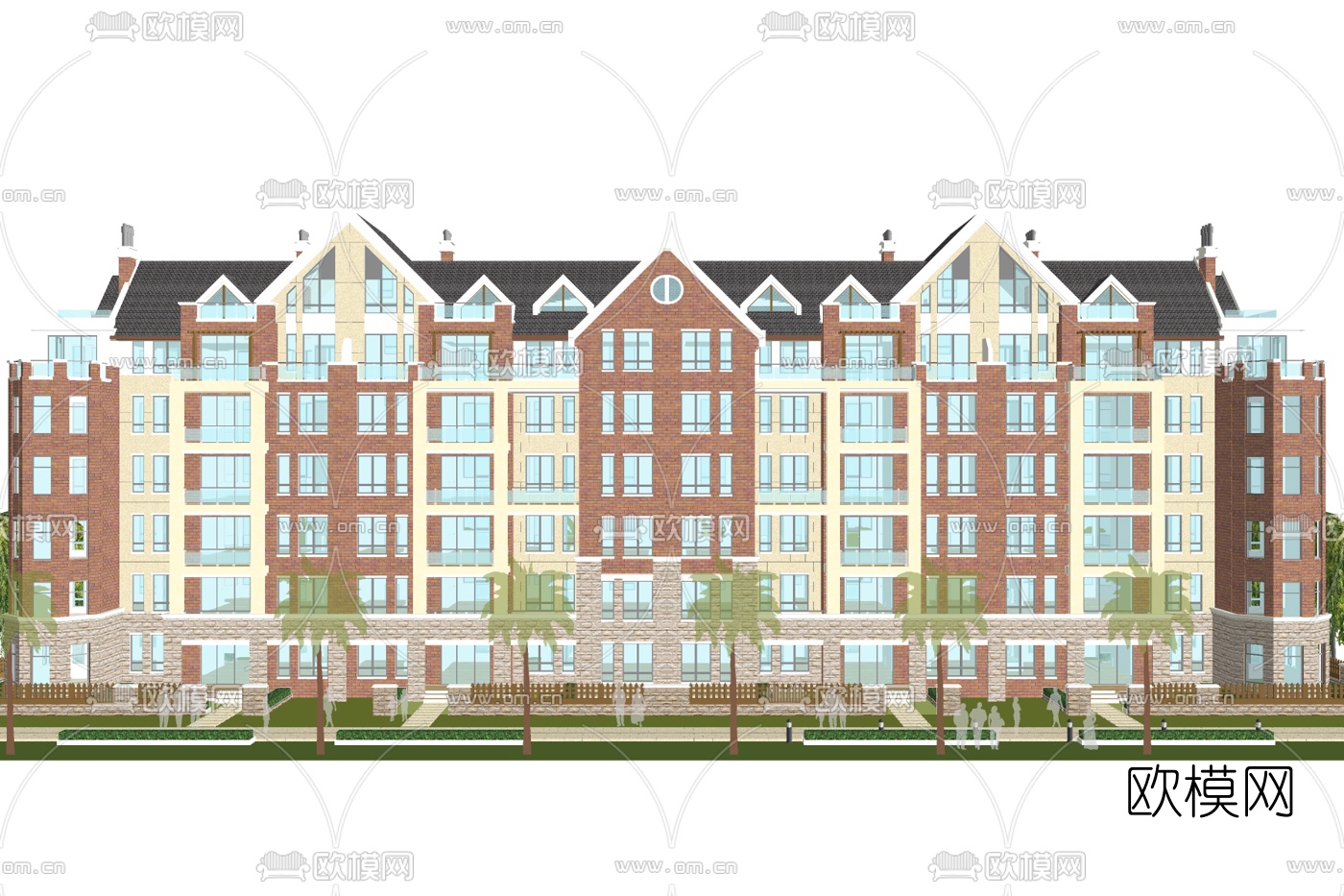 简欧公寓楼su模型下载