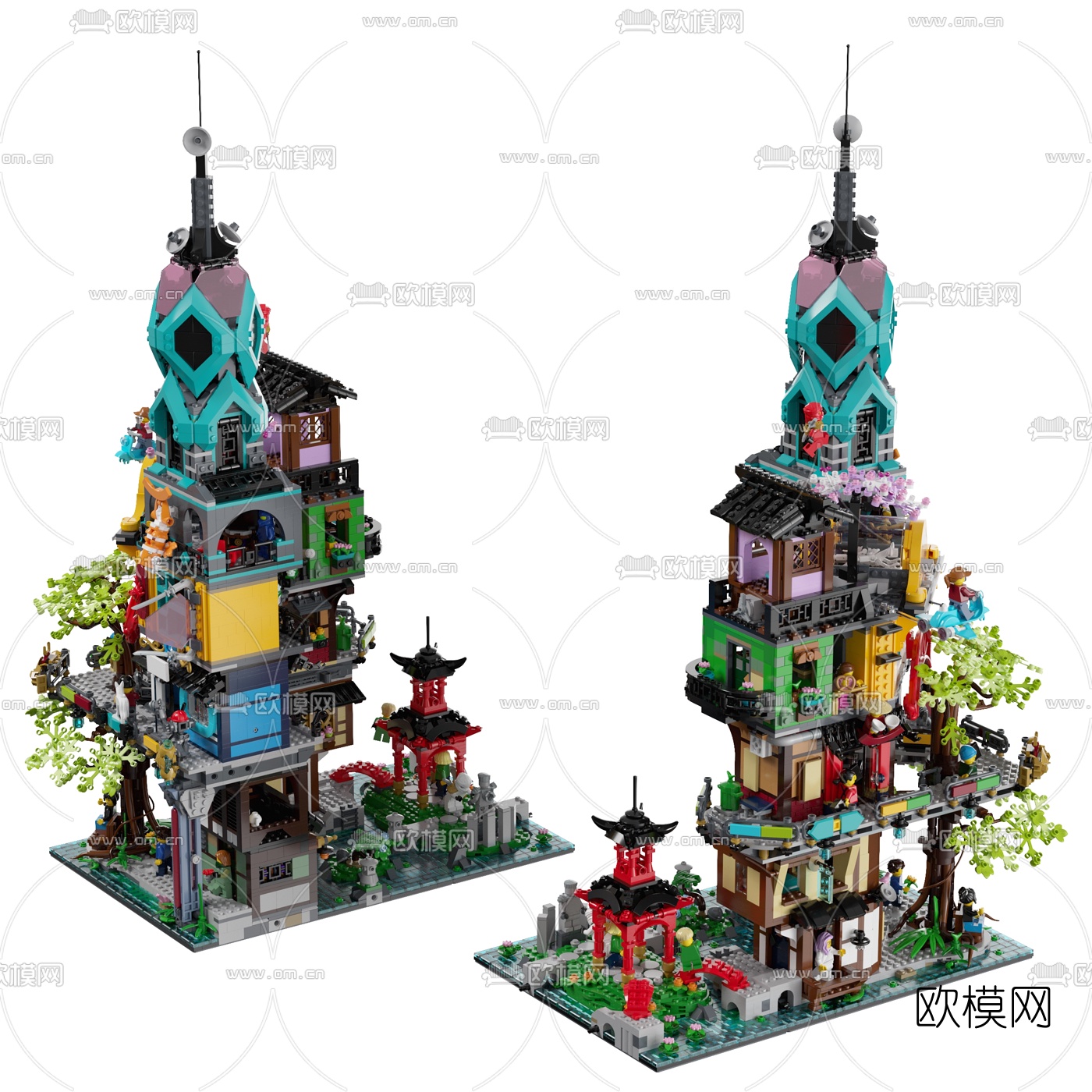 现代幻影忍者花园城市3d模型下载