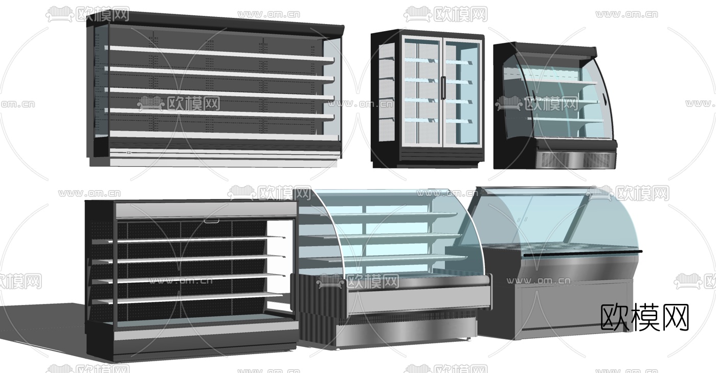 现代保鲜冷藏柜su模型下载（渲染图1）
