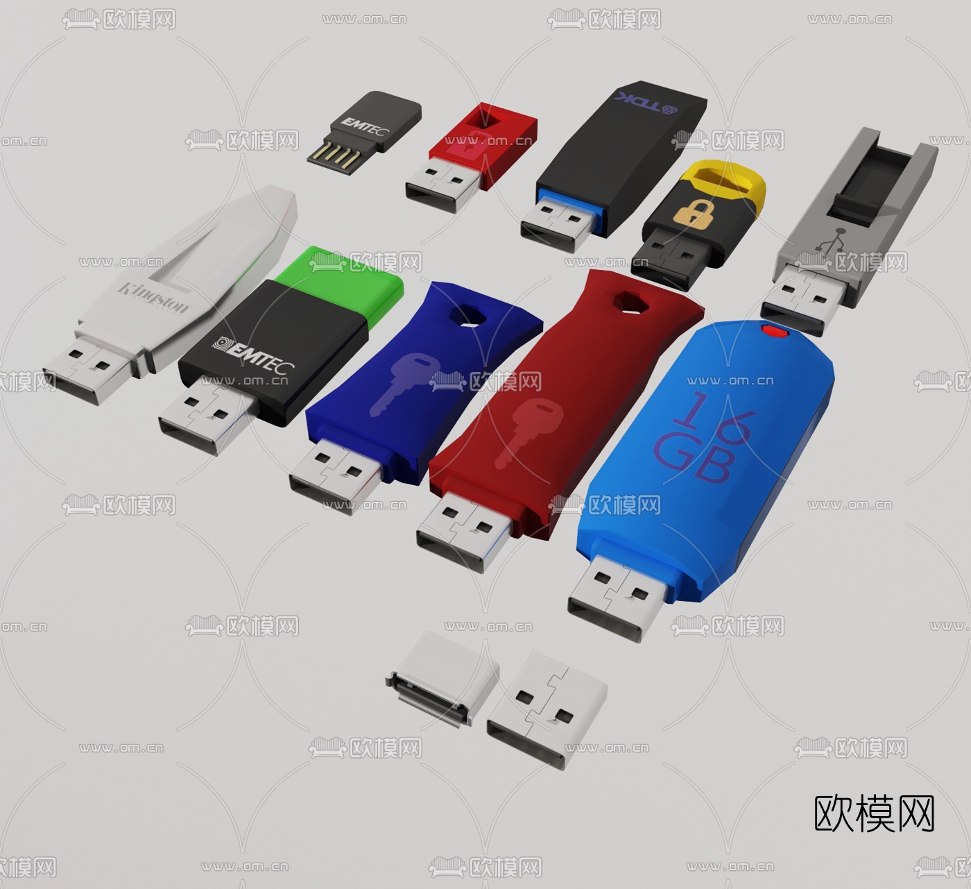 现代U盘读卡器3d模型