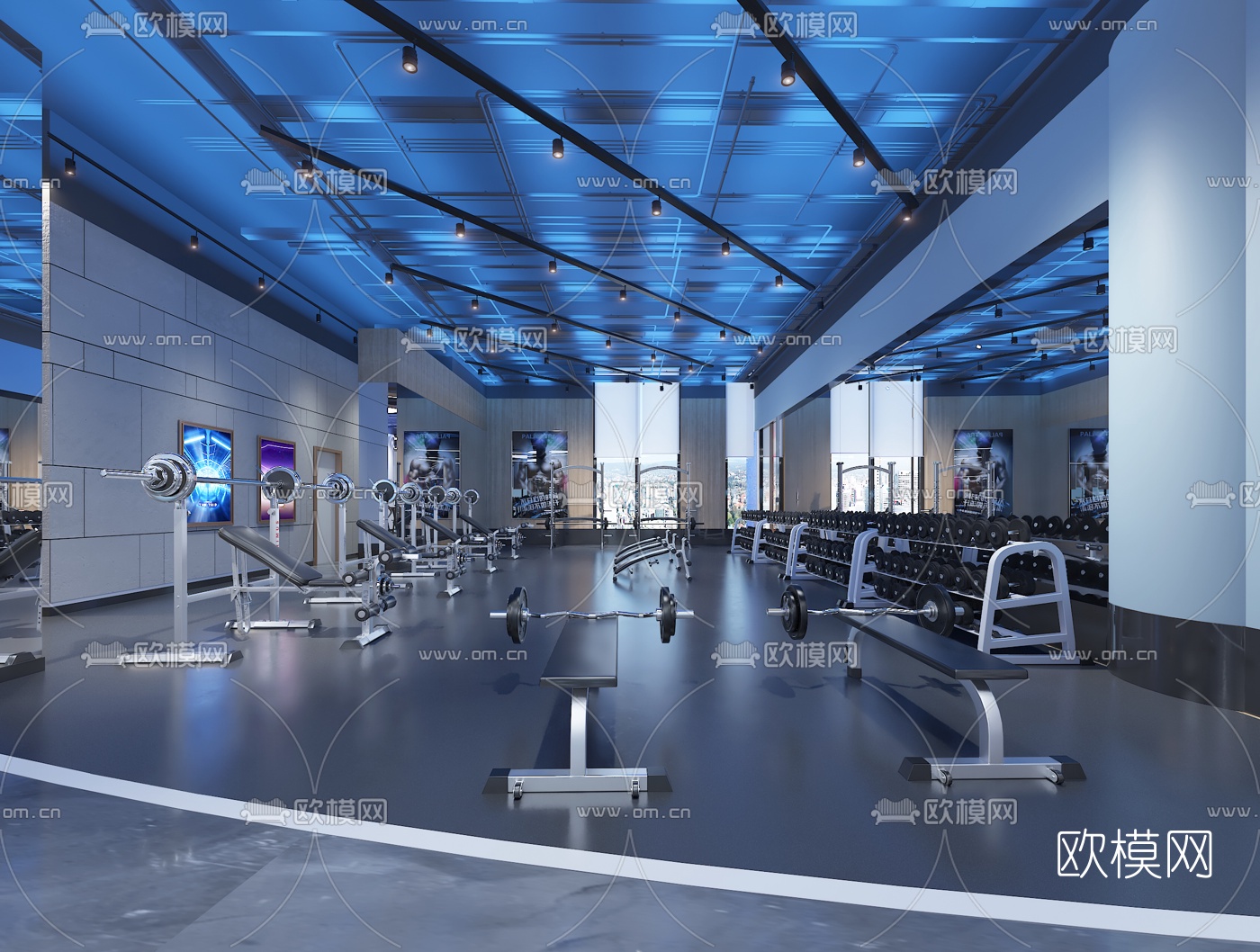 现代健身房3d模型下载（渲染图3）