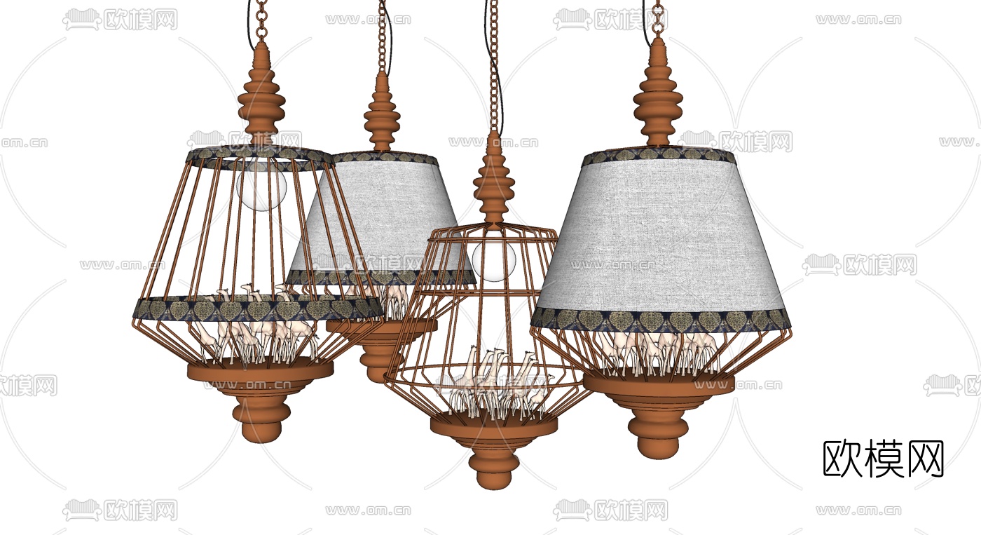 东南亚长颈鹿吊灯su模型下载