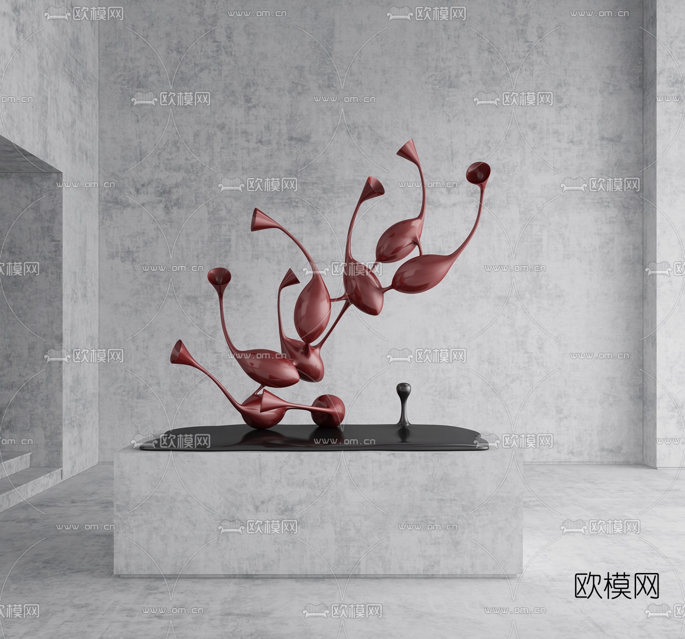 现代抽象雕塑摆件3d模型下载