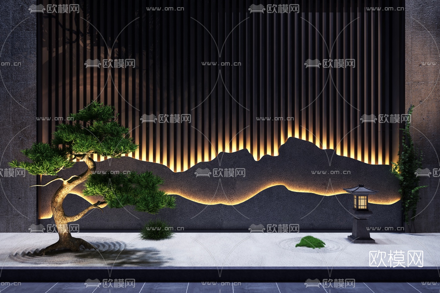 新中式松树景观3d模型