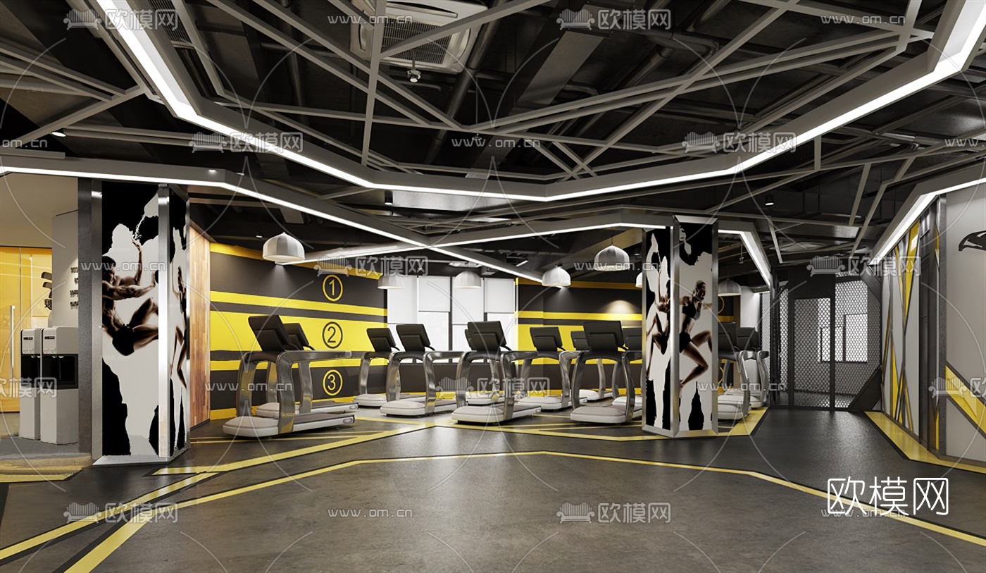 工业风健身房3d模型下载（渲染图2）