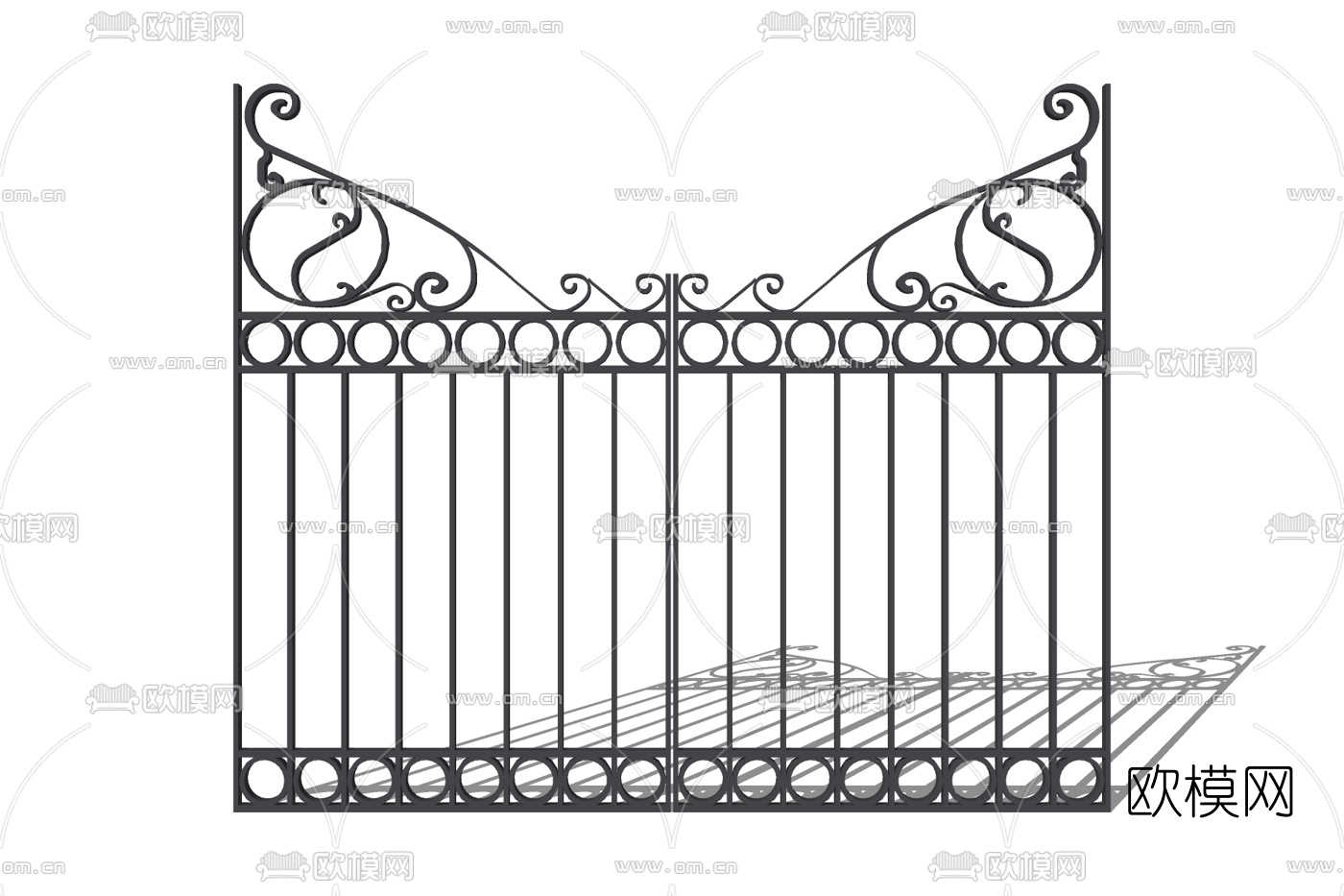 欧式庭院铁艺大门su模型下载
