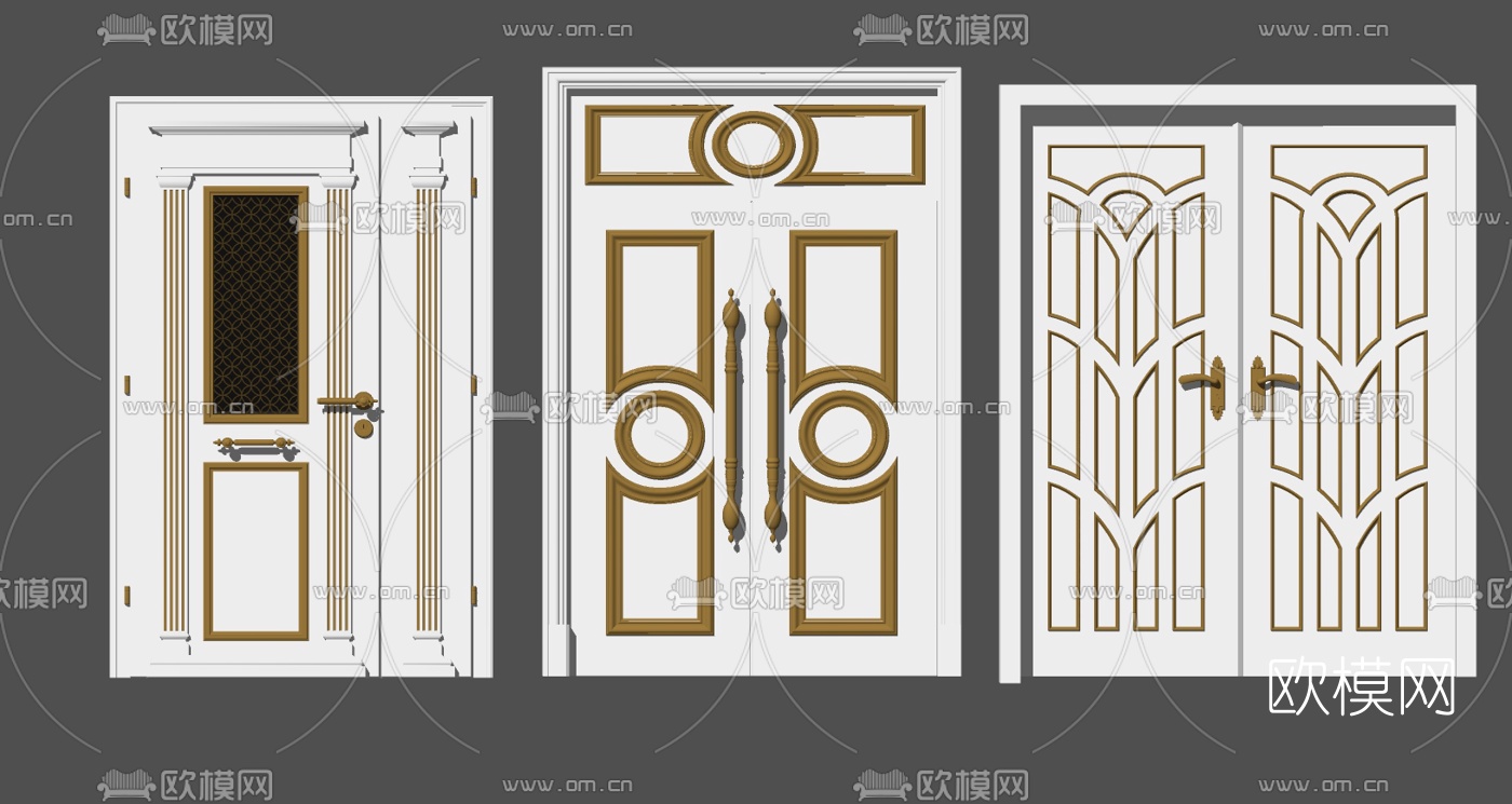 欧式双开门su模型下载